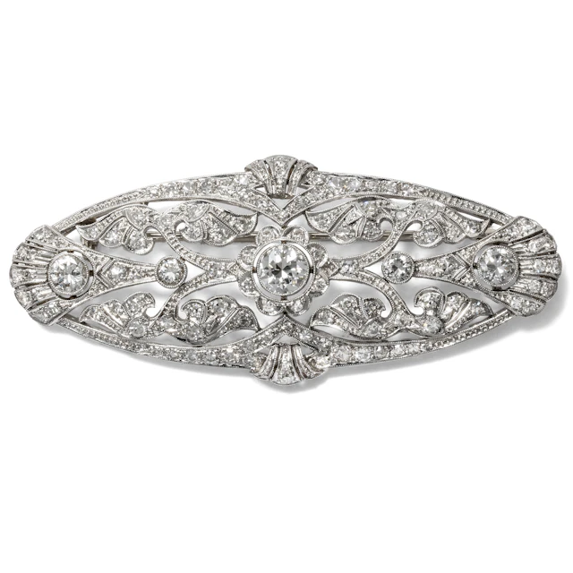 Magnificent Art Déco Brooch with 4.20 ct Diamonds in Platinum, circa 1930