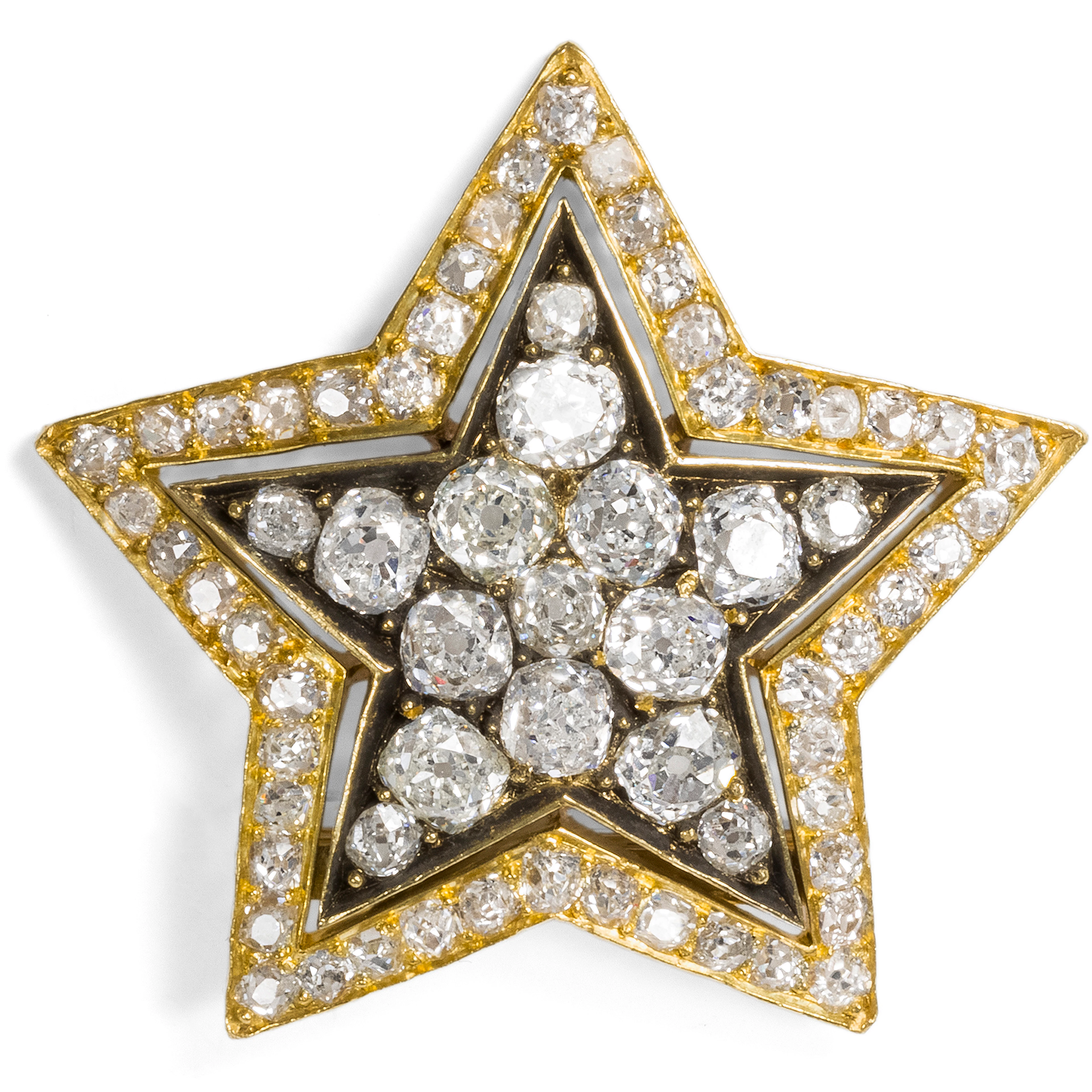 Antique Diamond Star With 7.18 ct Old European Cut Diamonds as Scarf