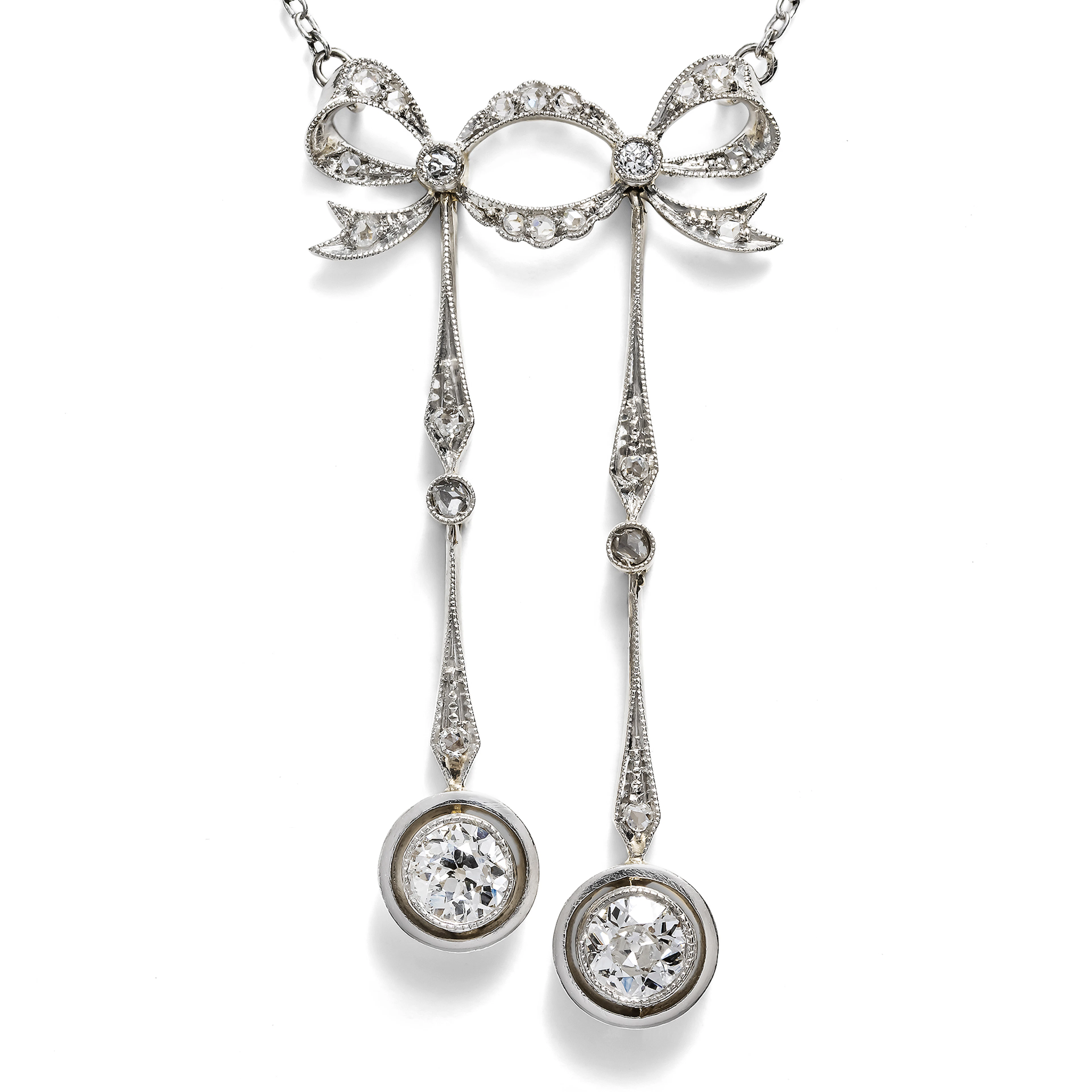 Antique Negligé Necklace with Diamonds in Platinum on Gold, c. 1910