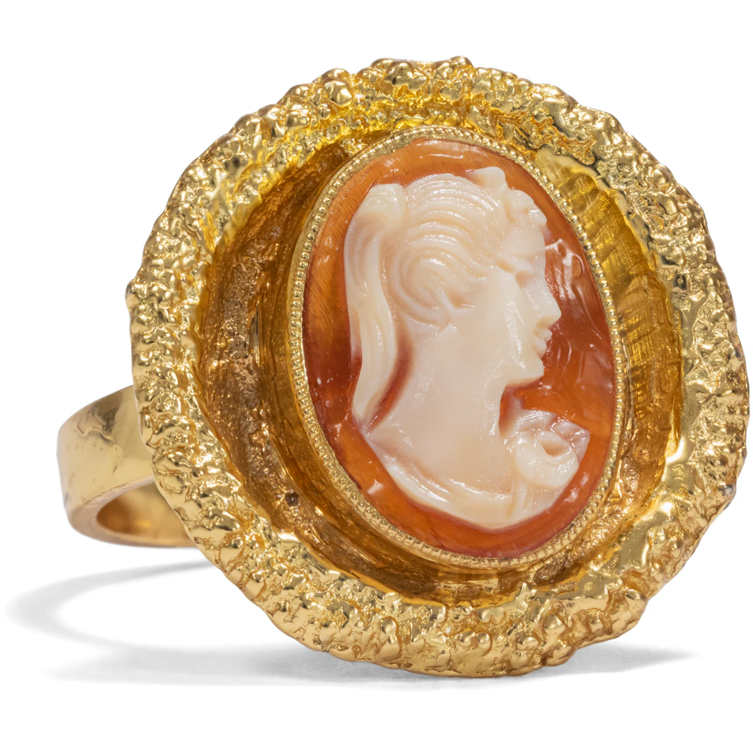 Unworn Ring With Shell Cameo by Theodor Fahrner, ca. 1965