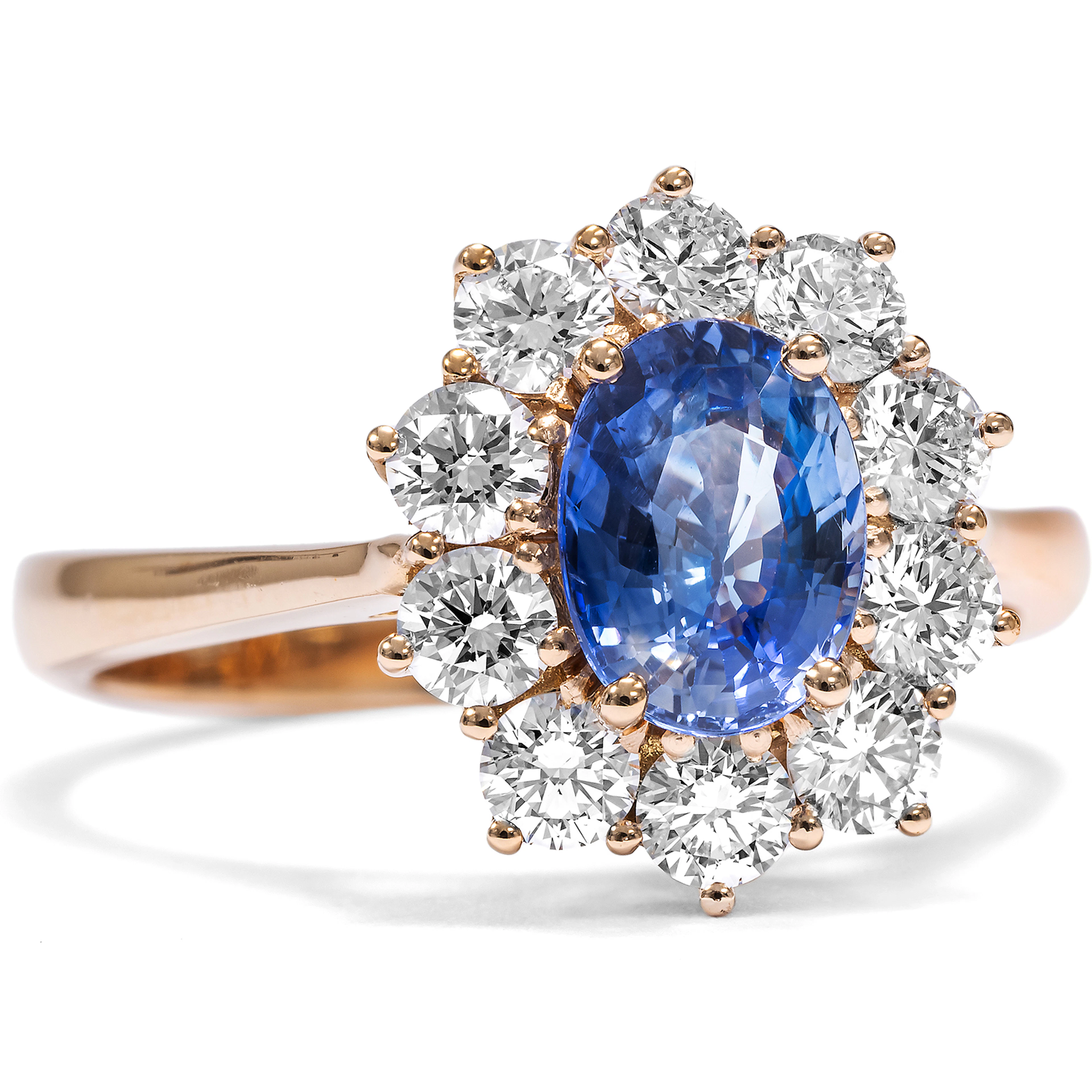 Summer Ring with Sapphire & Diamonds in Rose Gold, From Our Workshop