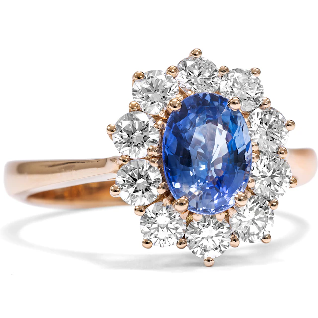 Summer Ring with Sapphire & Diamonds in Rose Gold, From Our Workshop