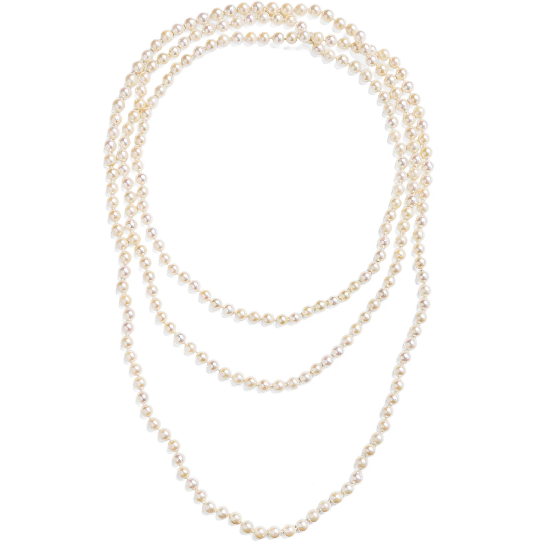 Extra-Long Akoya Cultured Pearl Necklace, c. 1980