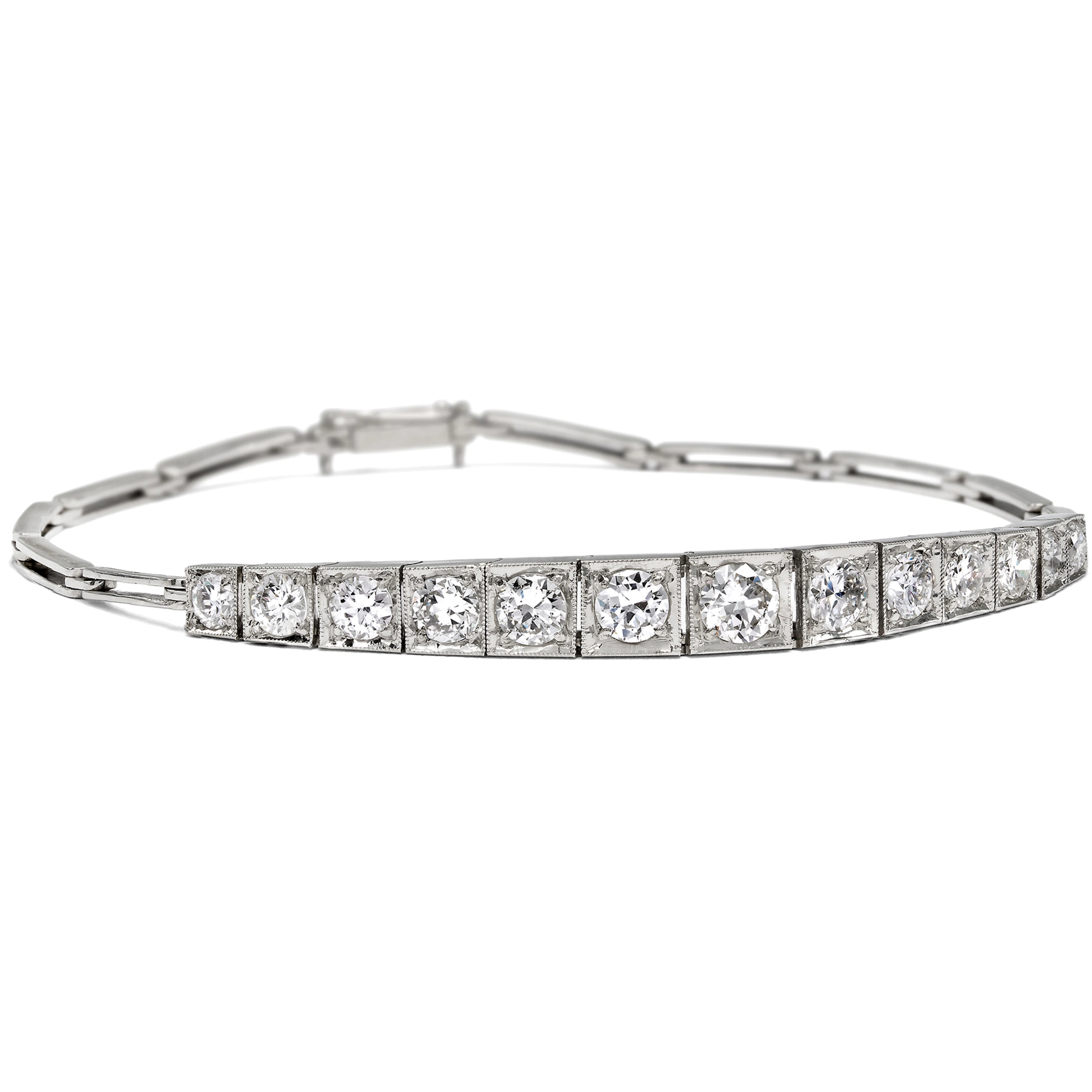 Elegant White Gold Bracelet with Old-Cut Diamonds, c. 1925