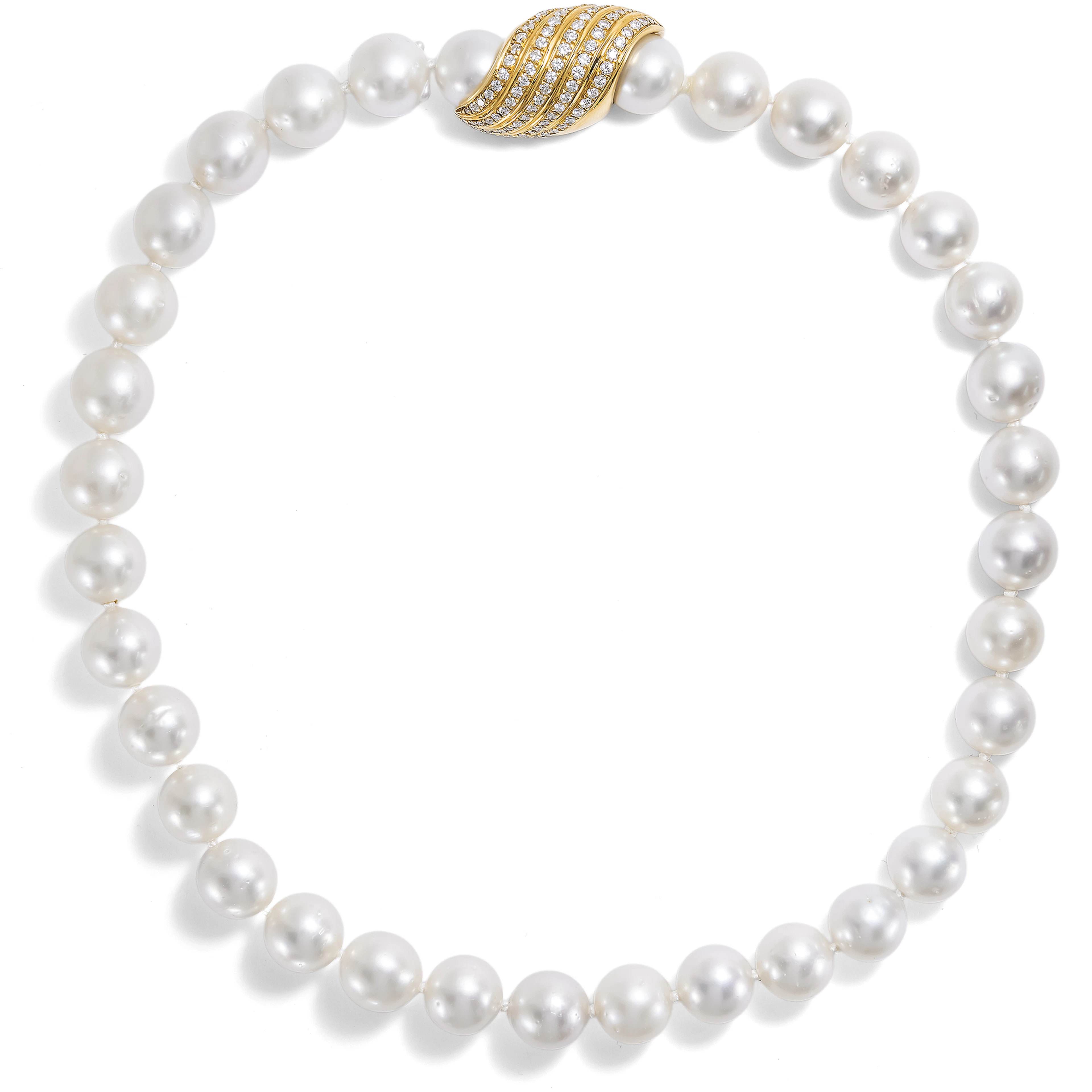 South Sea Pearl Necklace with Gold and Diamond Clasp, Nardi, Venice, c. 1995