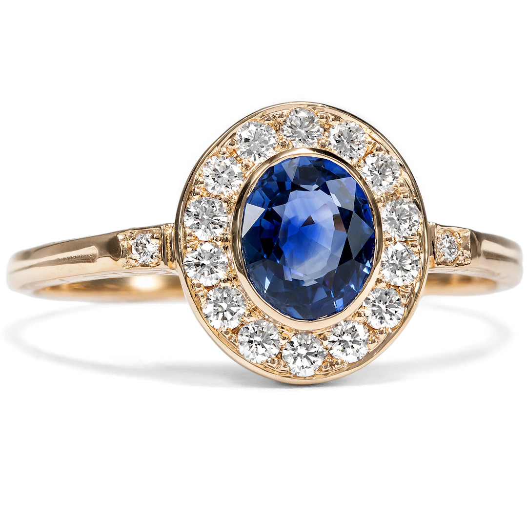 Fine Rose Gold Ring with Sapphire & Diamonds From Our Workshop