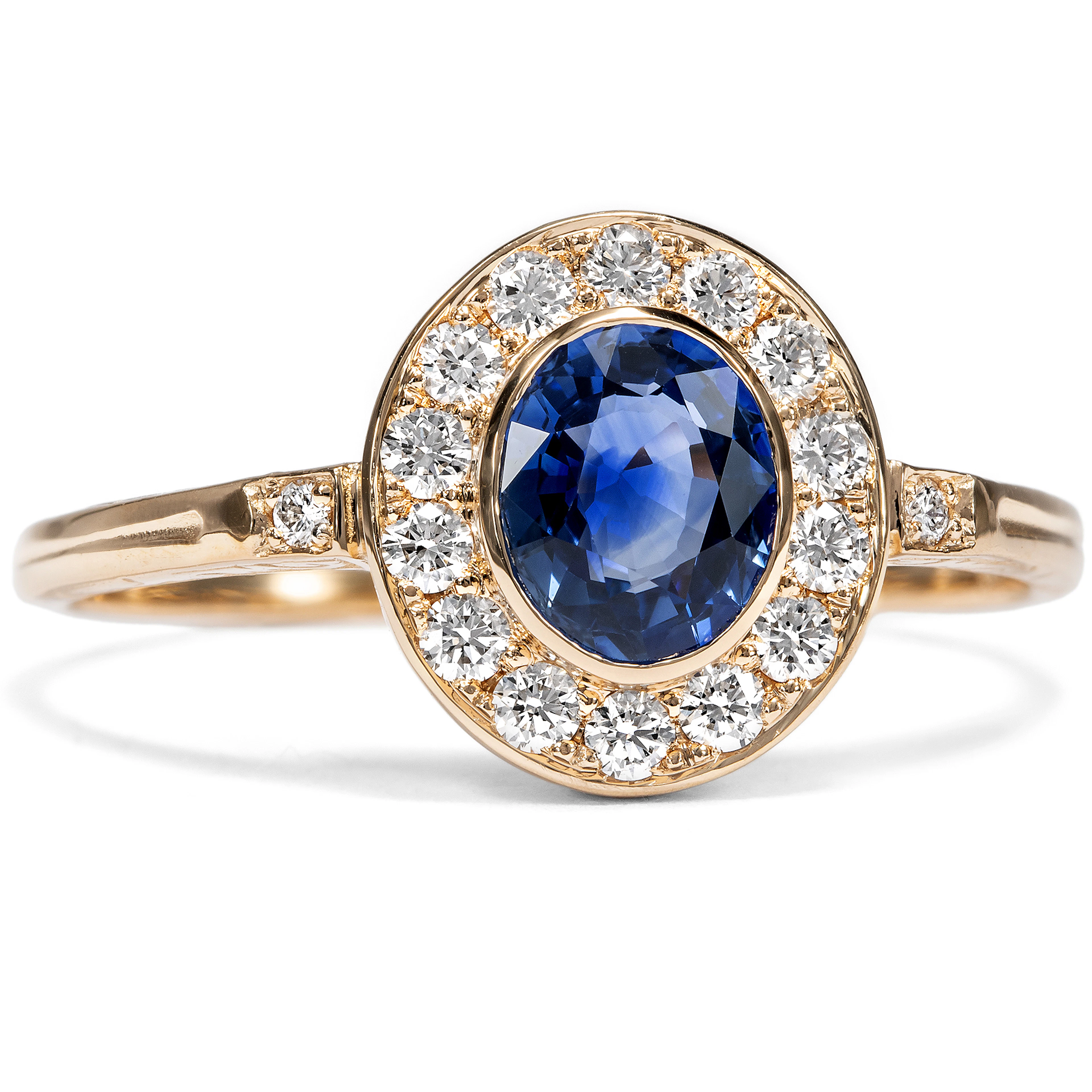 Fine Rose Gold Ring with Sapphire & Diamonds From Our Workshop