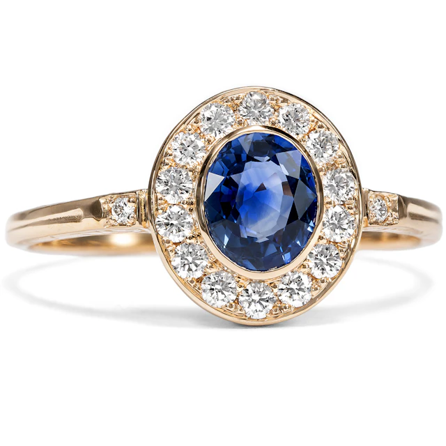Fine Rose Gold Ring with Sapphire & Diamonds, from Our Workshop
