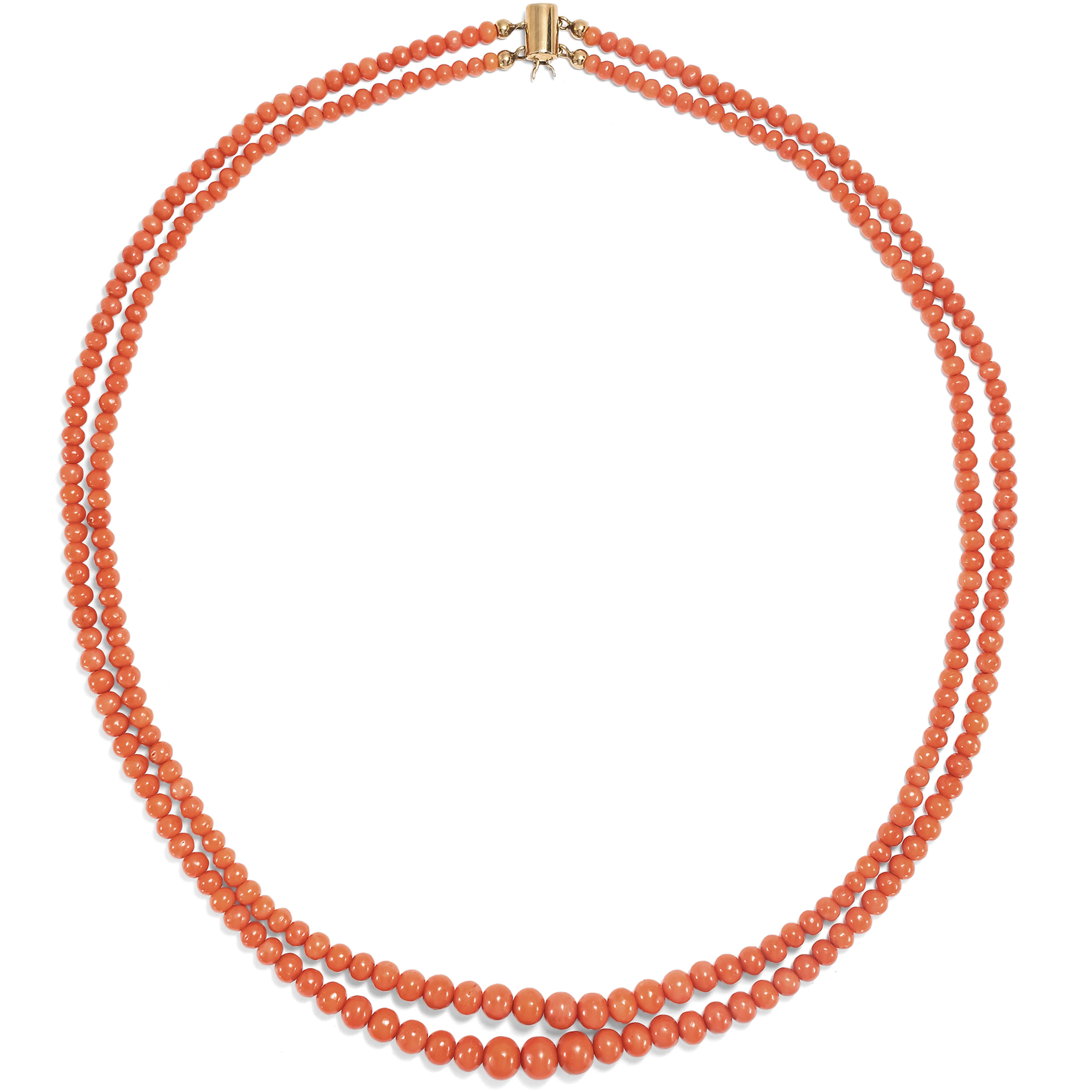 Antique Double-Strand Necklace Made of "Corallo Sciacca", Italy, c. 1900
