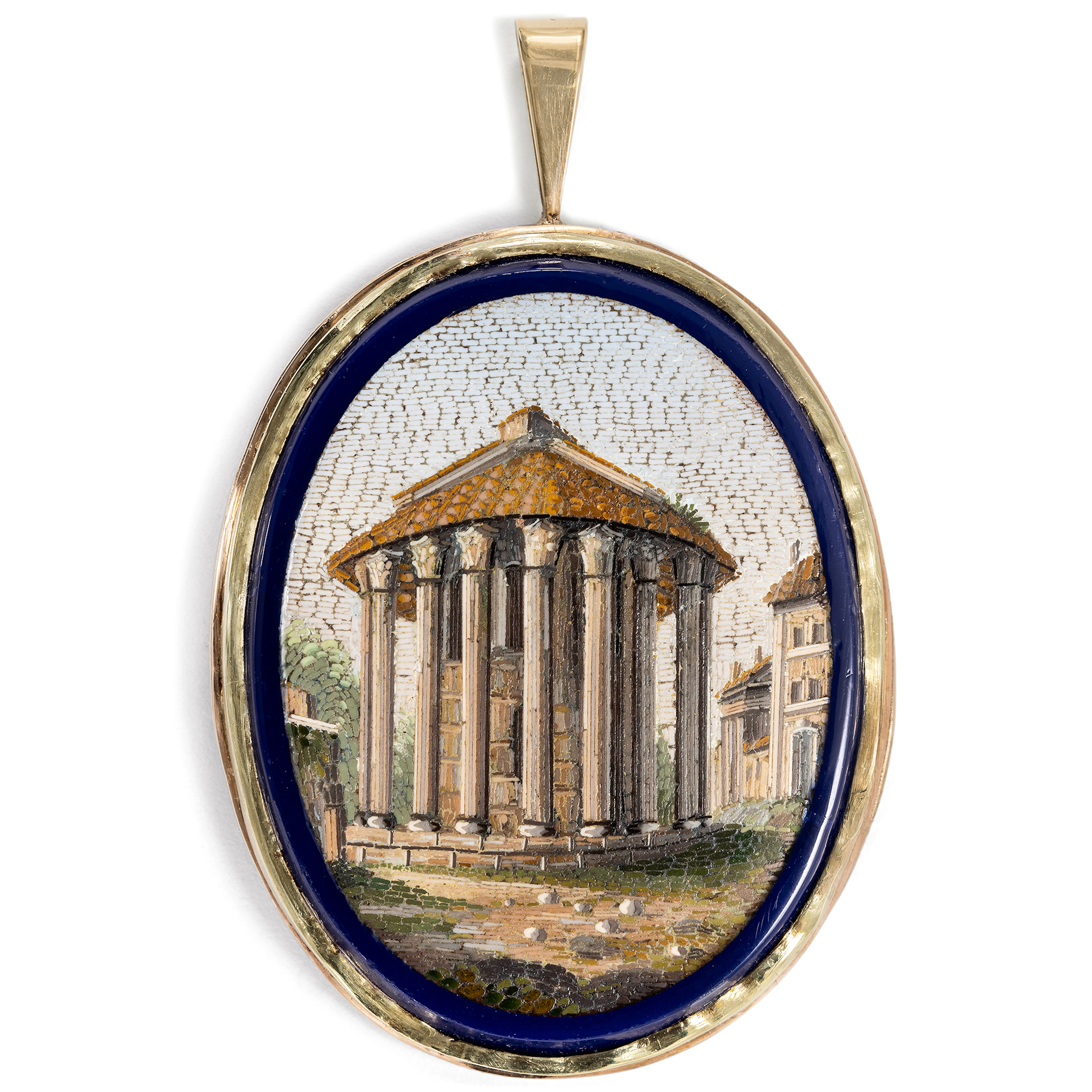 Pendant With an Antique Micromosaic of the Temple on the Forum Boarium