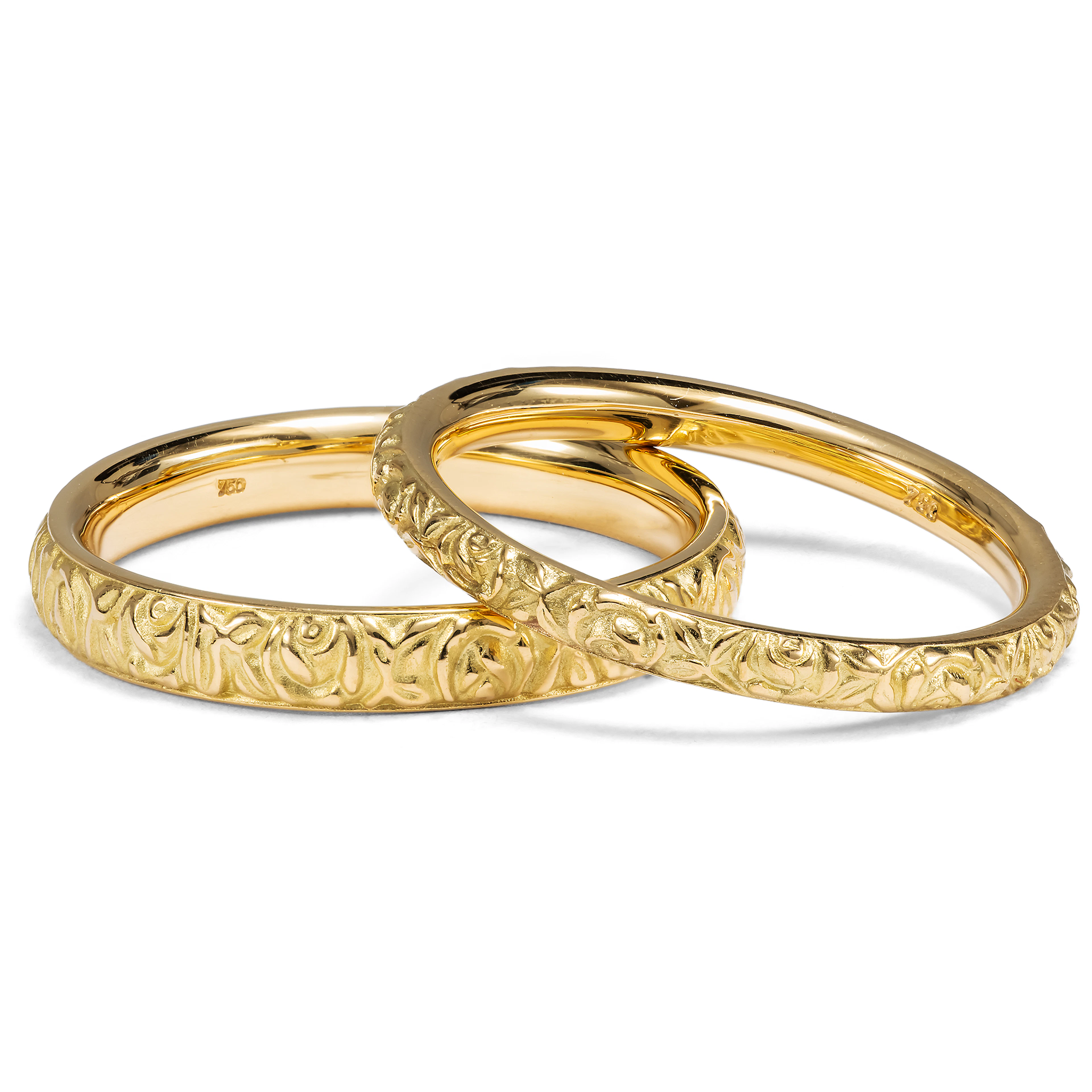 Romantic High-Carat Yellow Gold Wedding Bands from Our Workshop