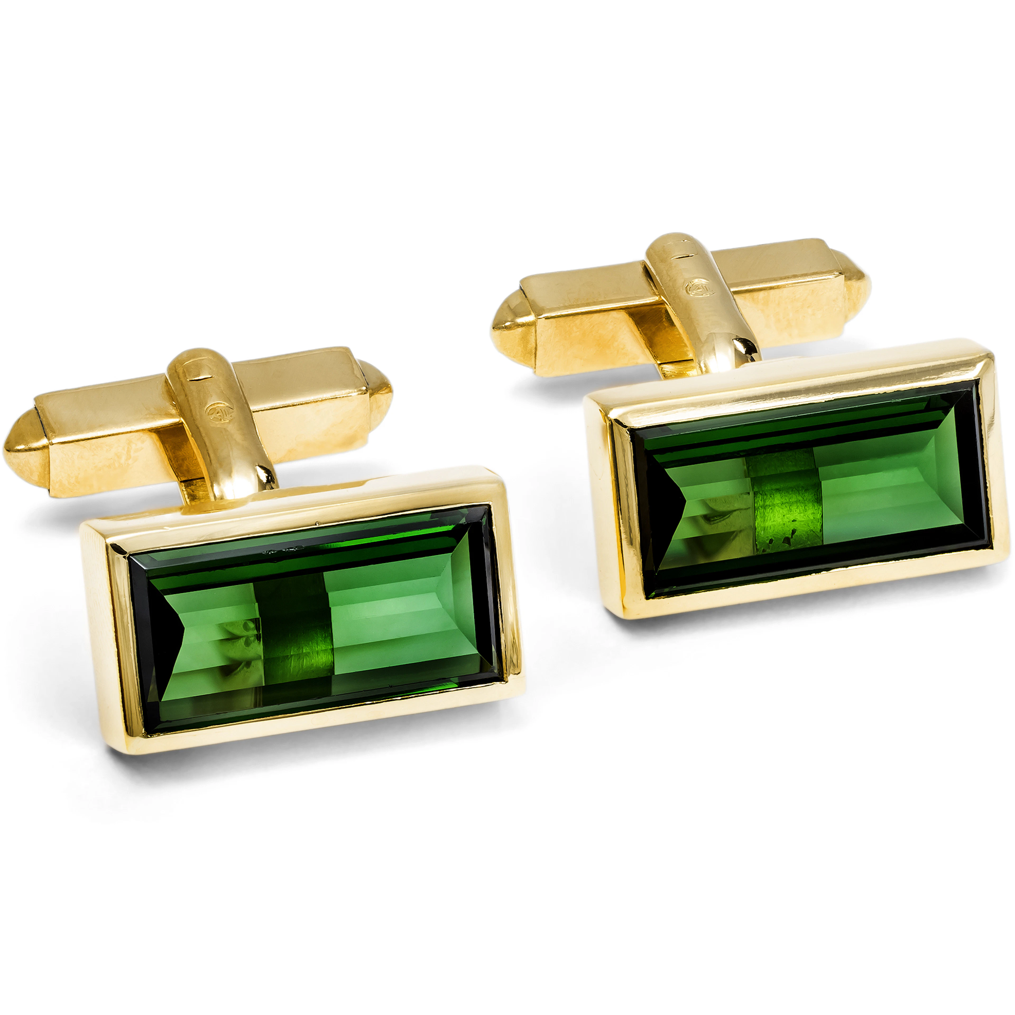 Vintage Cufflinks with Tourmalines in Gold, c. 1970