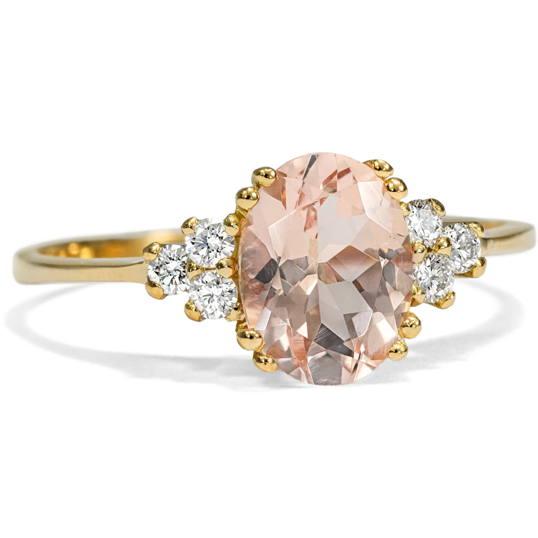 Delicate Gold Ring with Morganite & Diamonds From Our Workshop
