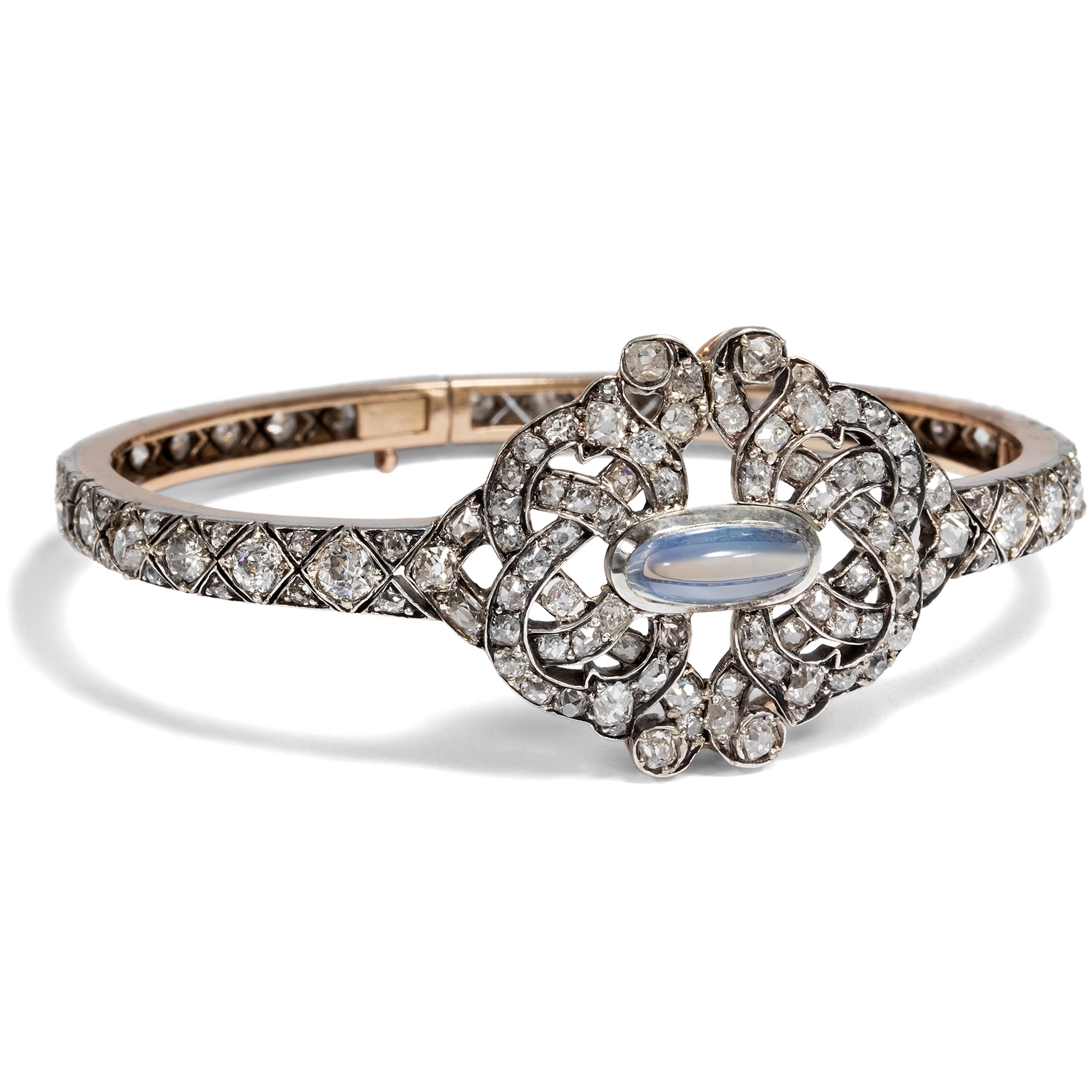 Magnificent Bangle With 7.98 ct Diamonds & Moonstone, c. 1850 & later