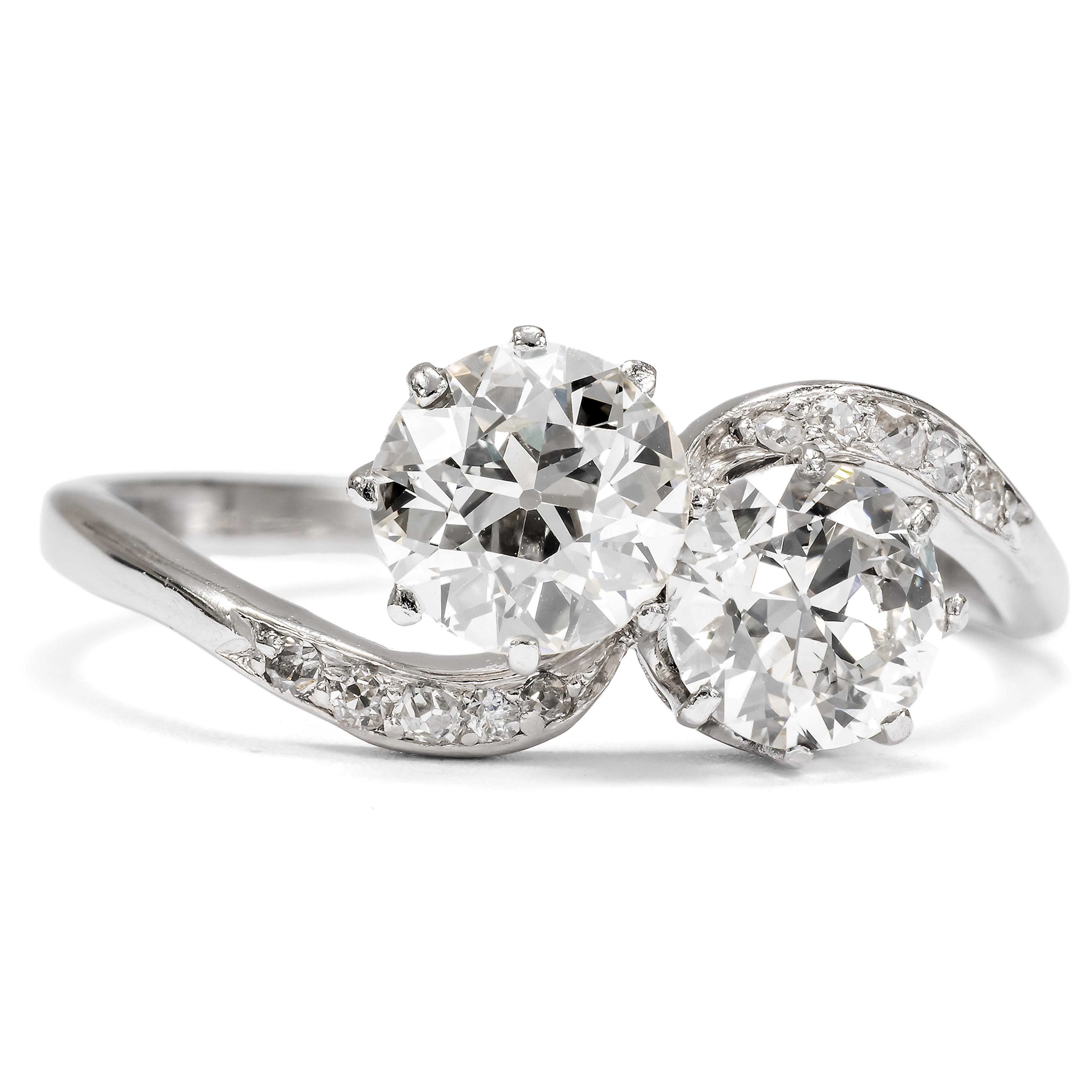 Antique Toi-et-moi Ring with 1.55 ct Diamonds in Platinum, c. 1910