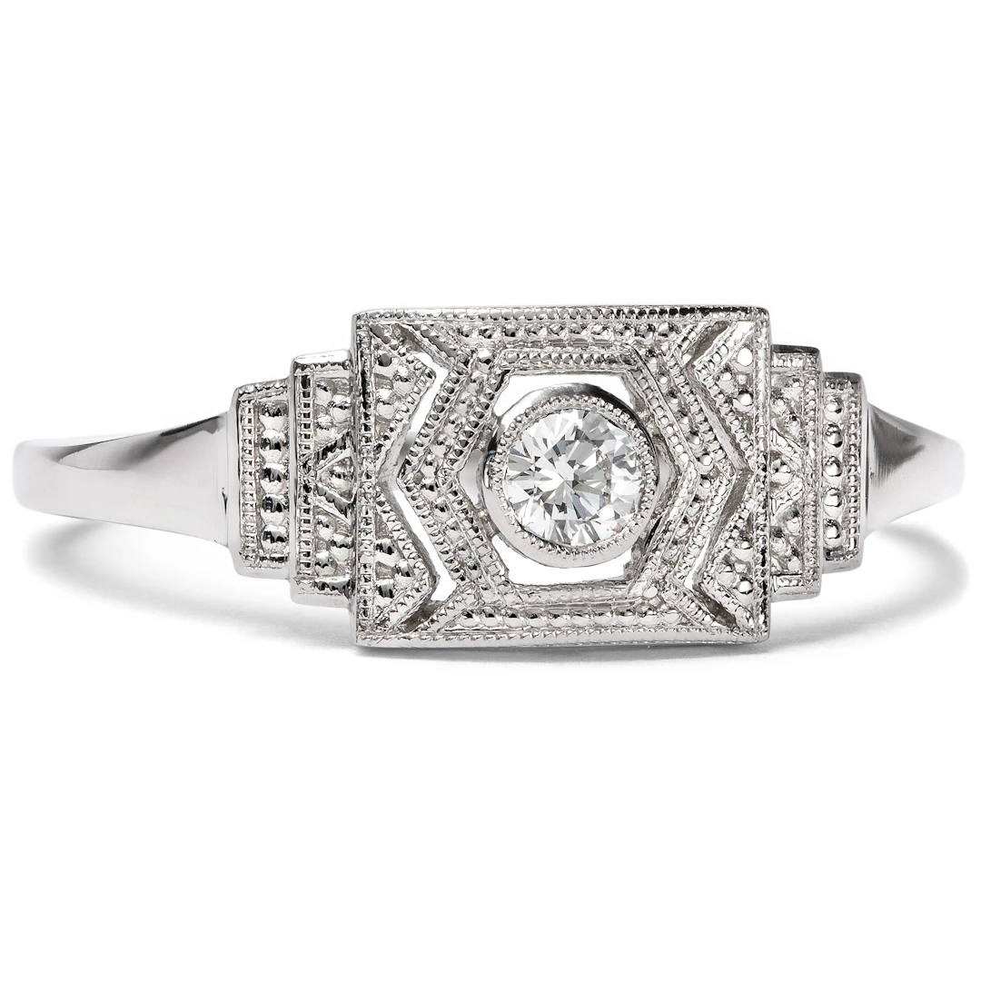 Sustainable Platinum Ring with 0.11 ct Vintage Brilliant, from Our Workshop
