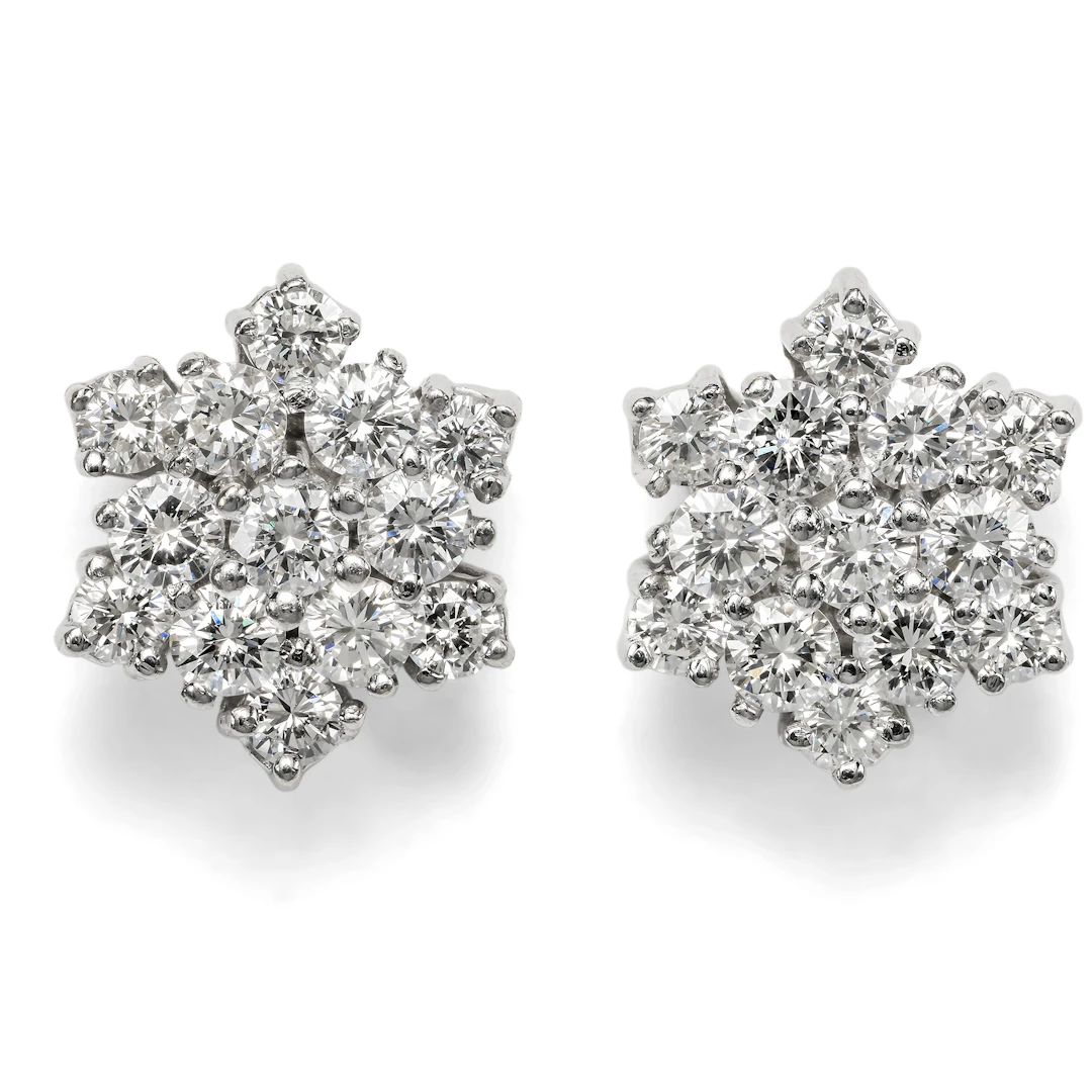 Vintage Stud Earrings with 1.16 ct Diamonds in White Gold, c. 1985