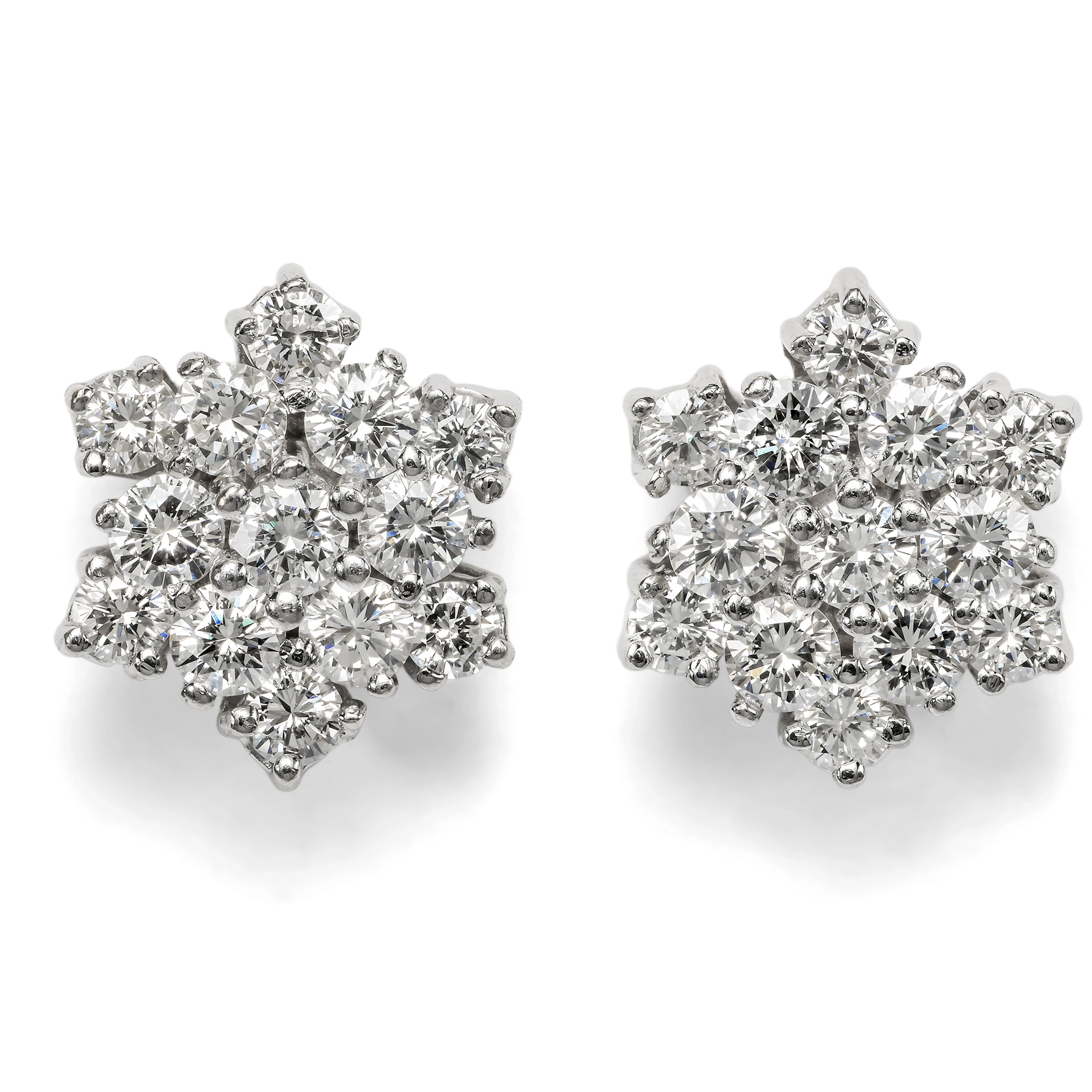 Vintage Stud Earrings with 1.16 ct Diamonds in White Gold, c. 1985