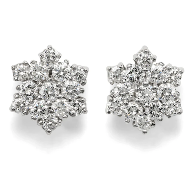Vintage Stud Earrings with 1.16 ct Diamonds in White Gold, c. 1985