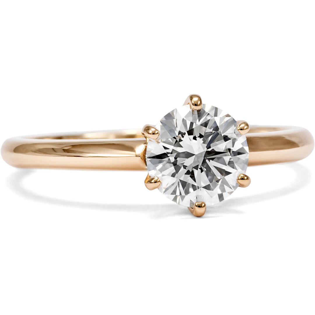 Classic Engagement Ring with a 1.02 ct Diamond (F, VS1) in Rose Gold