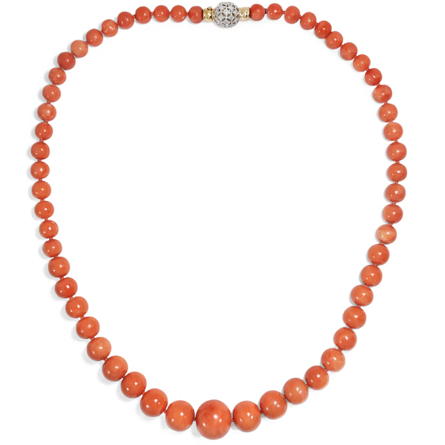 Precious Vintage Necklace Made From Large "Momo" Corals, Circa 1990