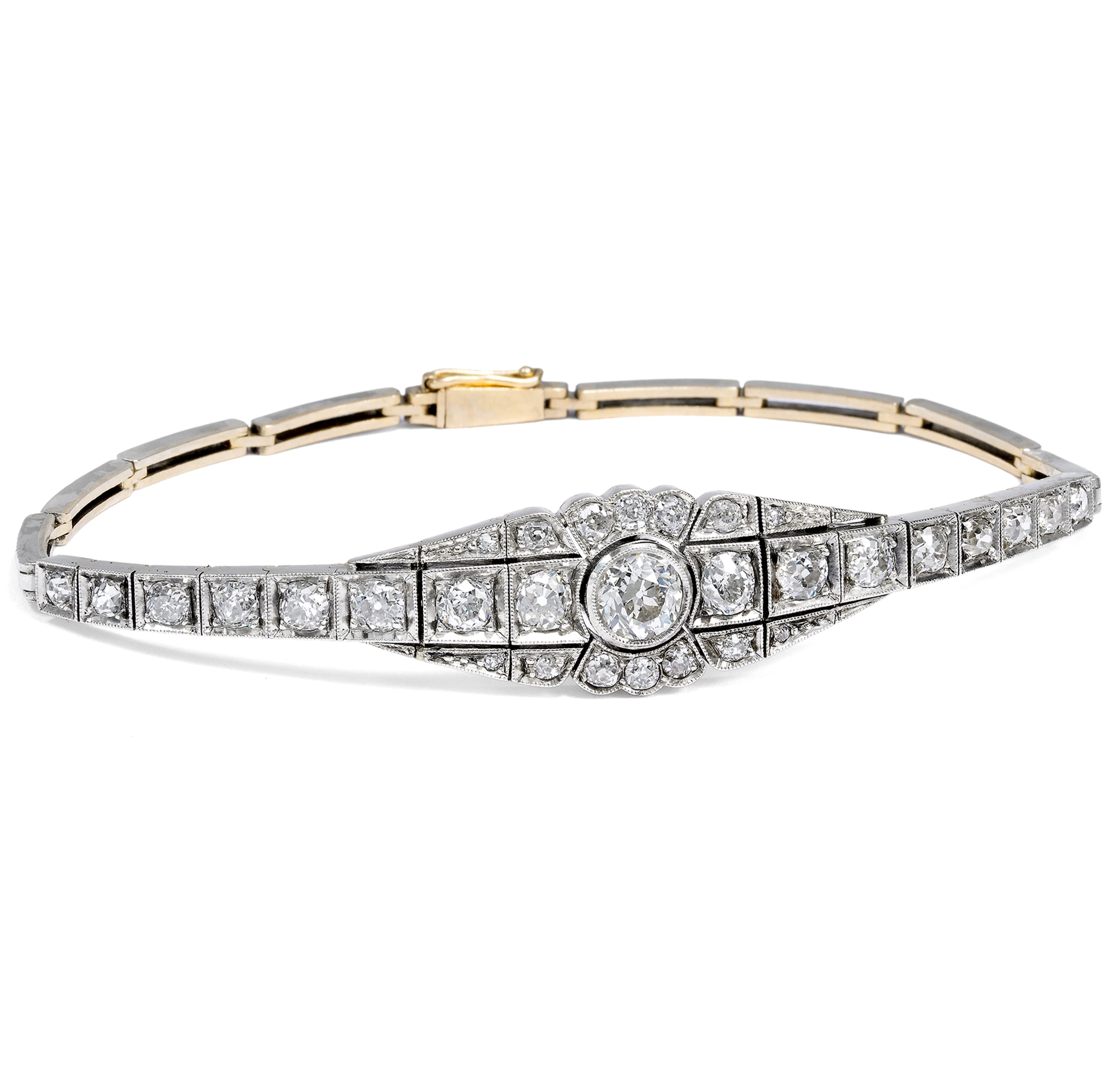 Magnificent Diamond Bracelet in Silver on Gold, St. Petersburg, 1927
