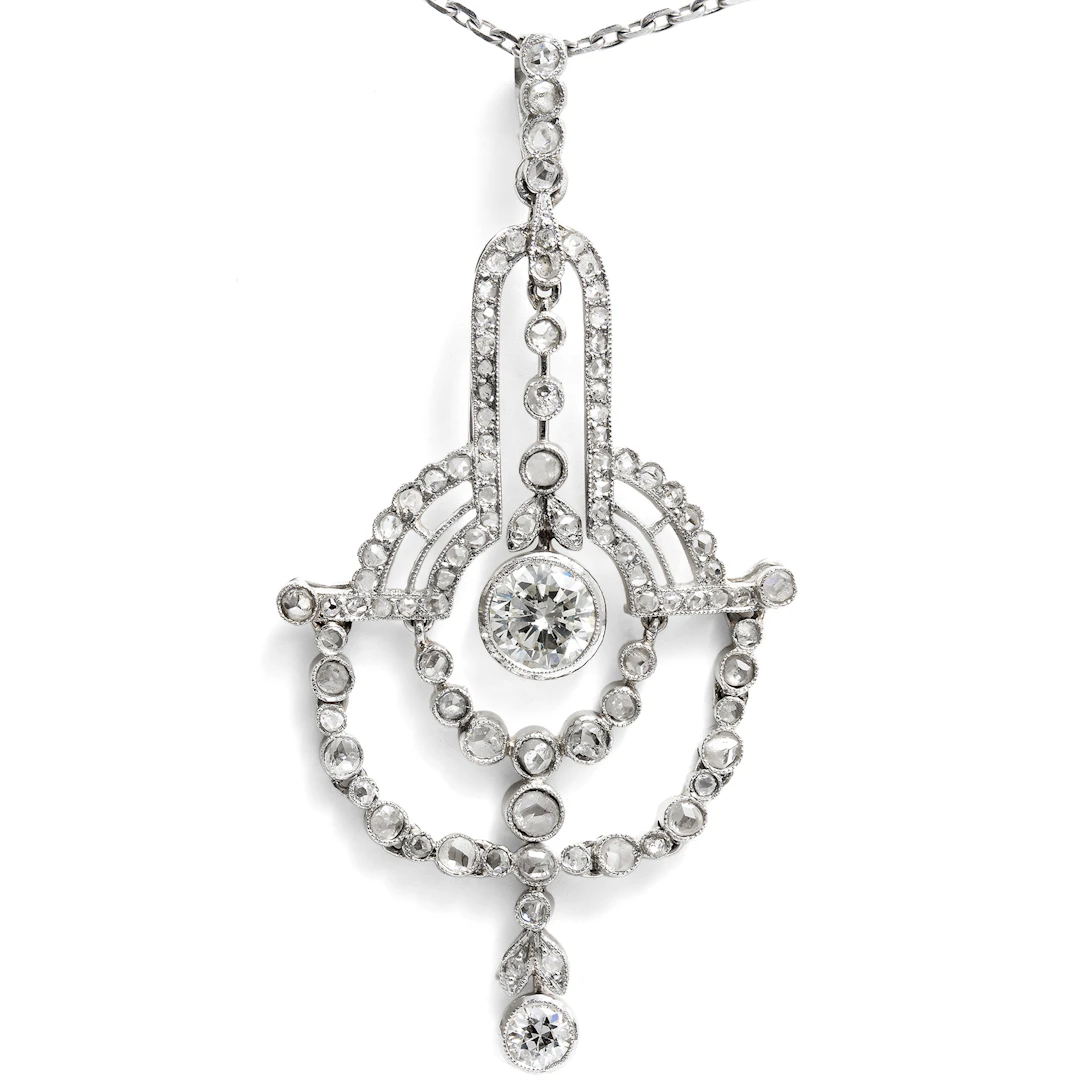 Delicate Belle Époque Pendant with Diamonds in Platinum, c. 1915