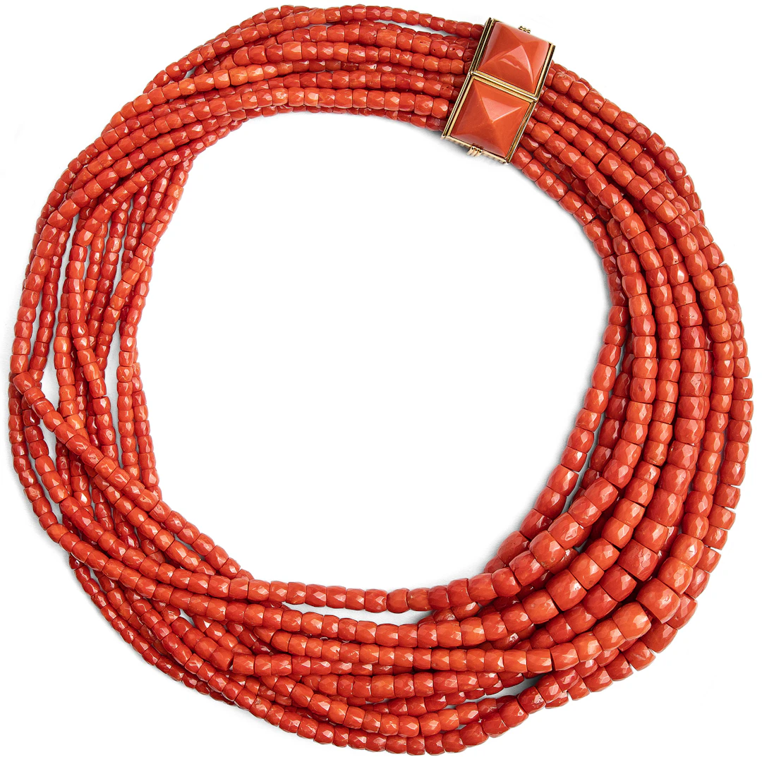 Magnificent Coral Necklace with a Gold Clasp, c. 1985