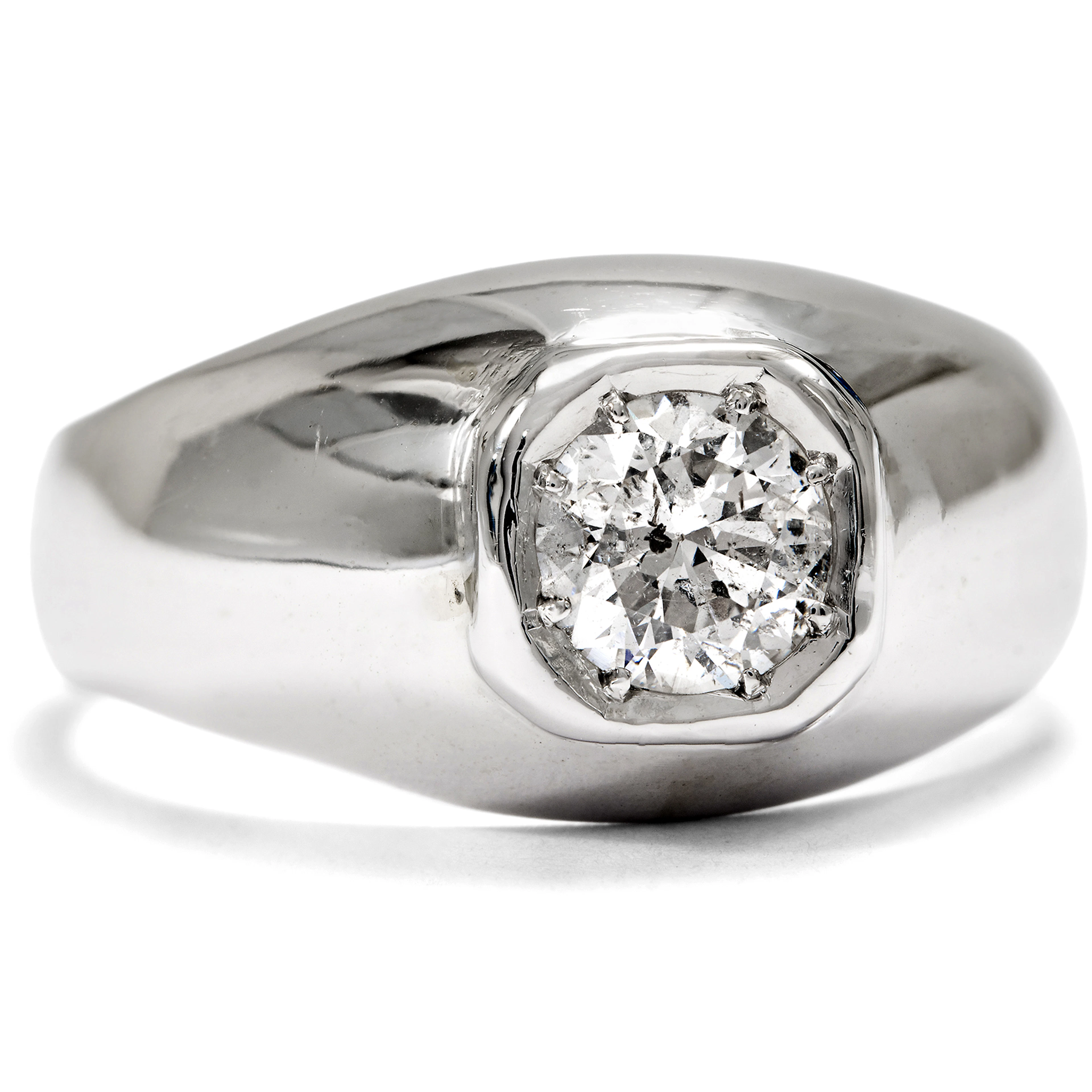 Kraftvoll • Antiker Unisex-Ring mit 0,80 ct Diamant im Altschliff