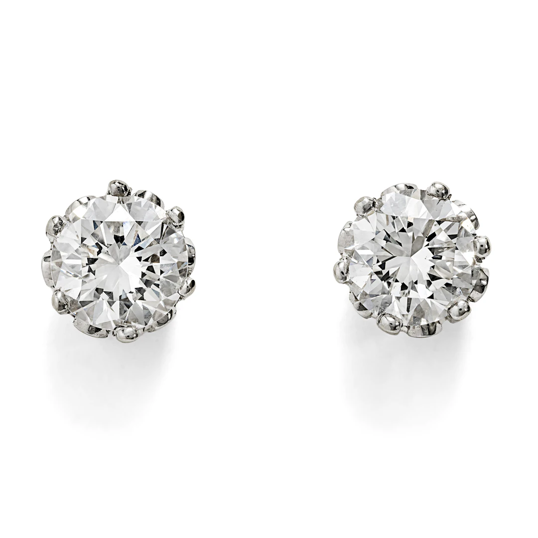 Timeless Stud Earrings with 1.25 ct Diamonds in White Gold, Vienna, 1960s