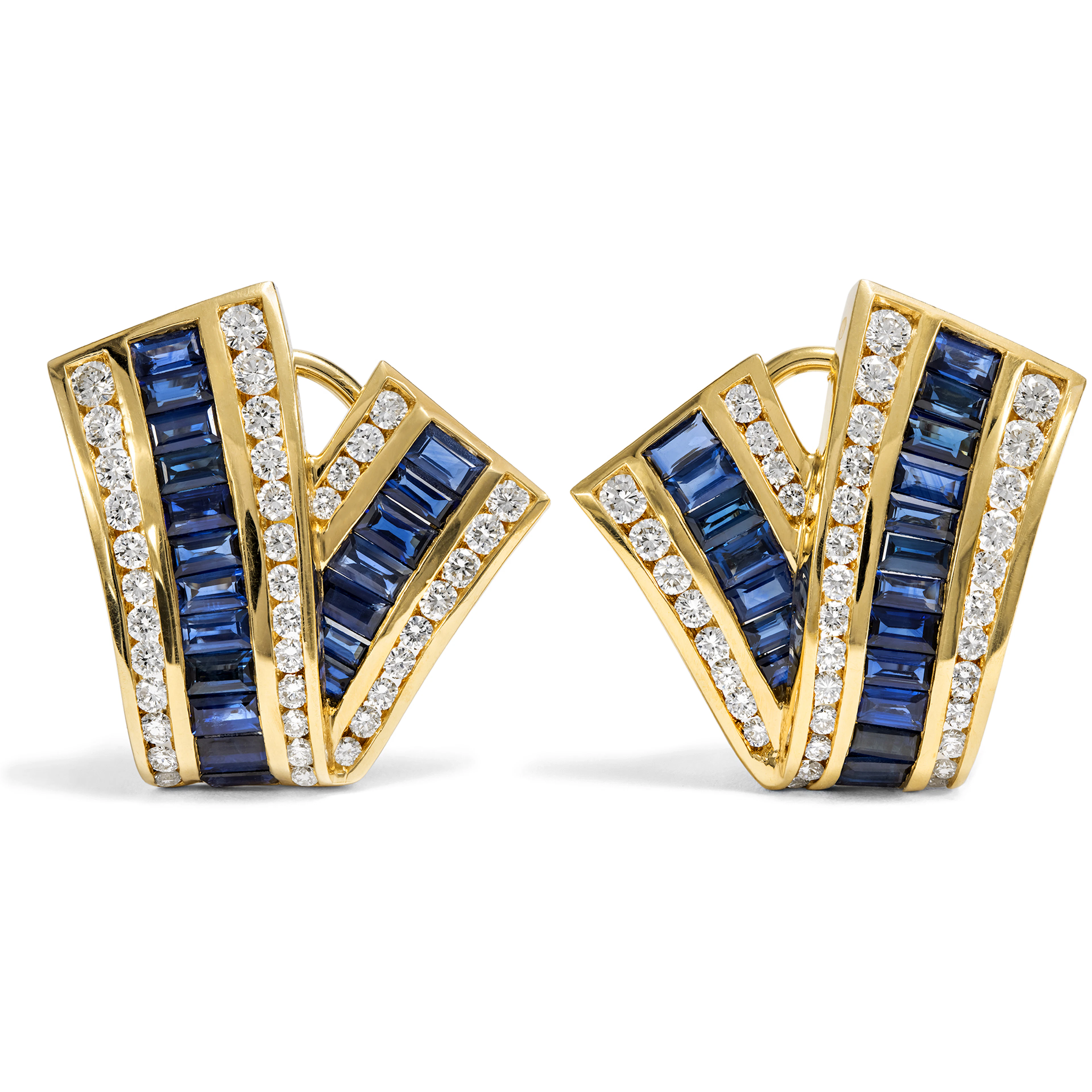 Glamorous Vintage Sapphire and Diamond Earrings, Charles Krypell