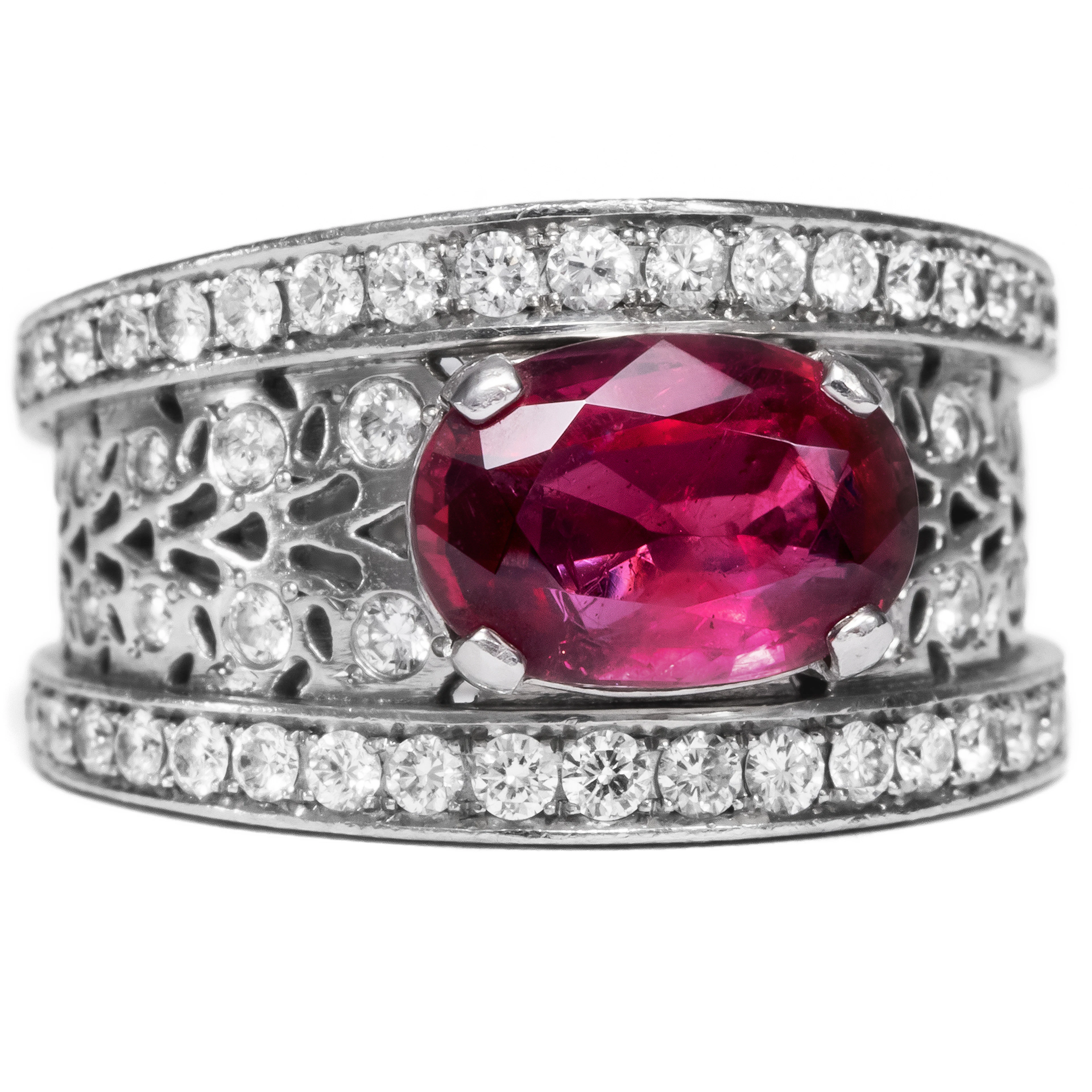 Vintage Platinum Ring "Callas" with Ruby & Diamonds by Fochtmann