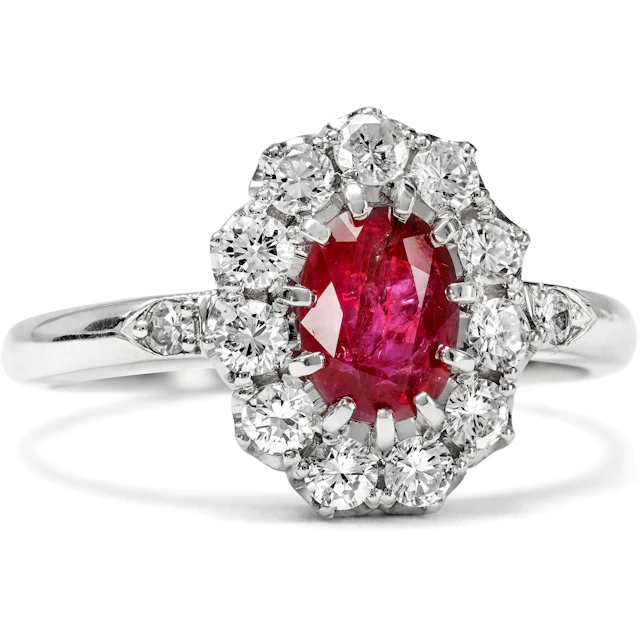 Elegant Ring with Untreated Ruby & Diamonds in Platinum, From Our Workshop