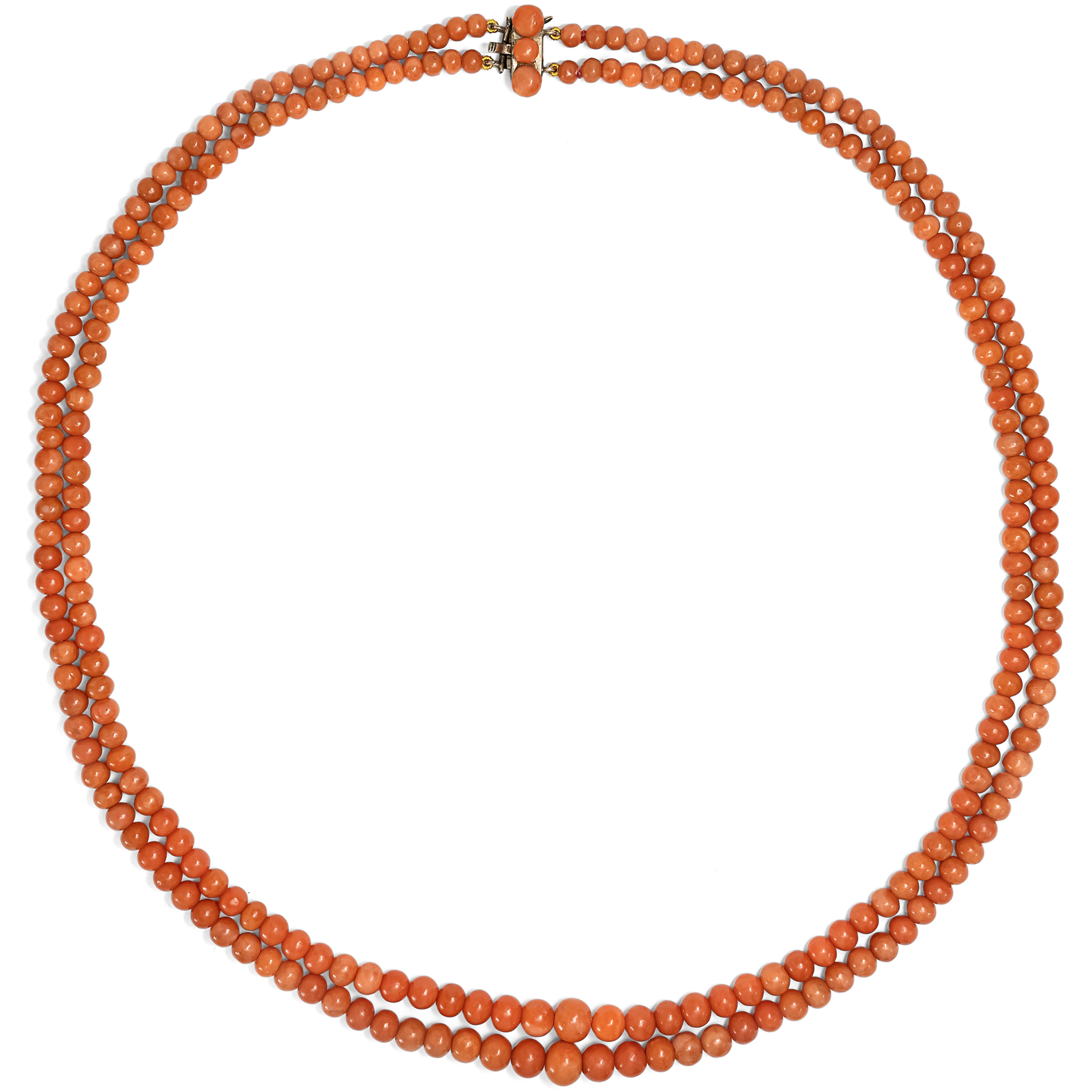 Antique Double-Row Necklace Made of "Sciacca coral", Italy c. 1900