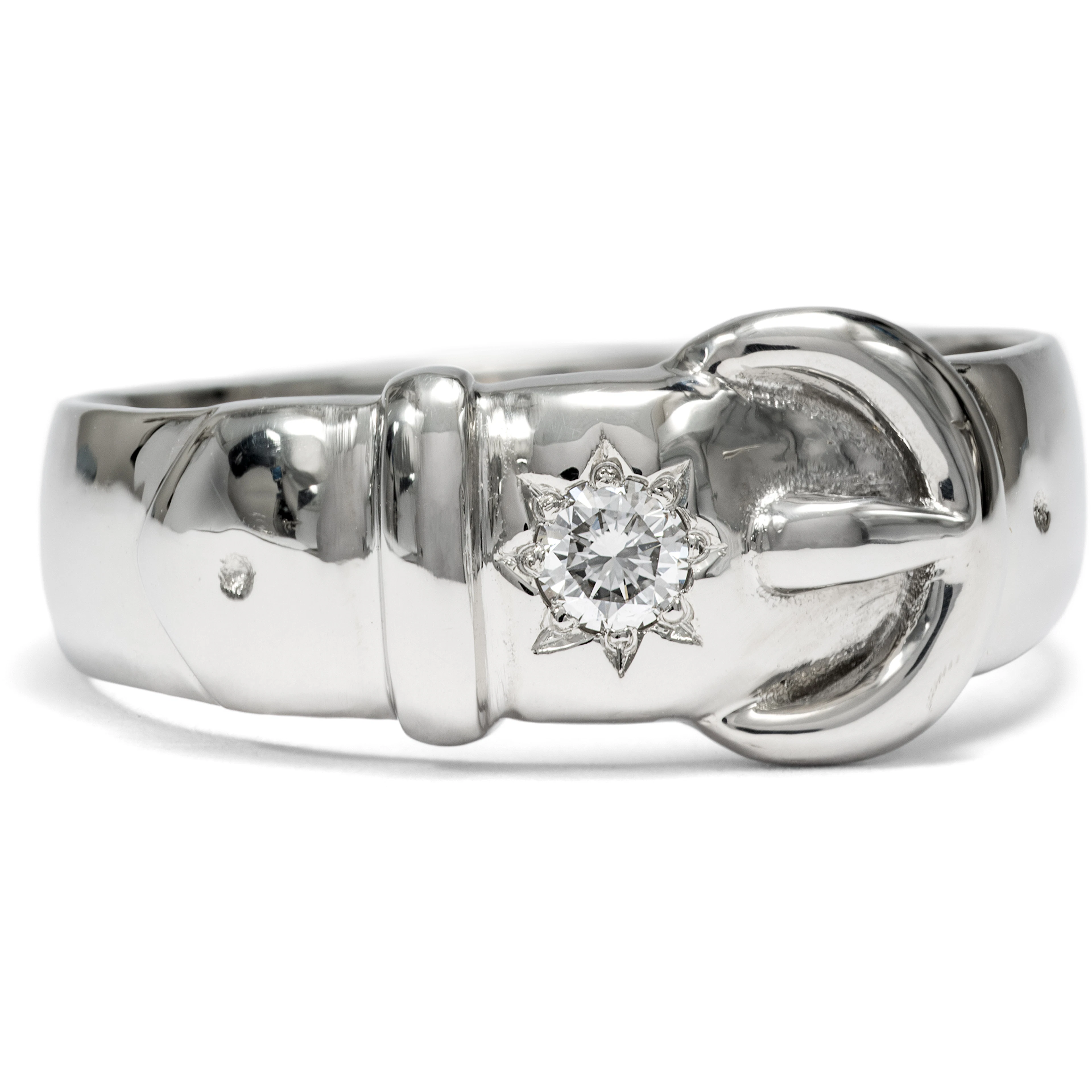 Platinum Belt Ring with Vintage Diamond from Our Workshop