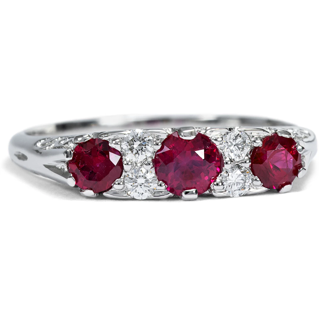 Platinum Ring with Rubies & Diamonds, from Our Workshop