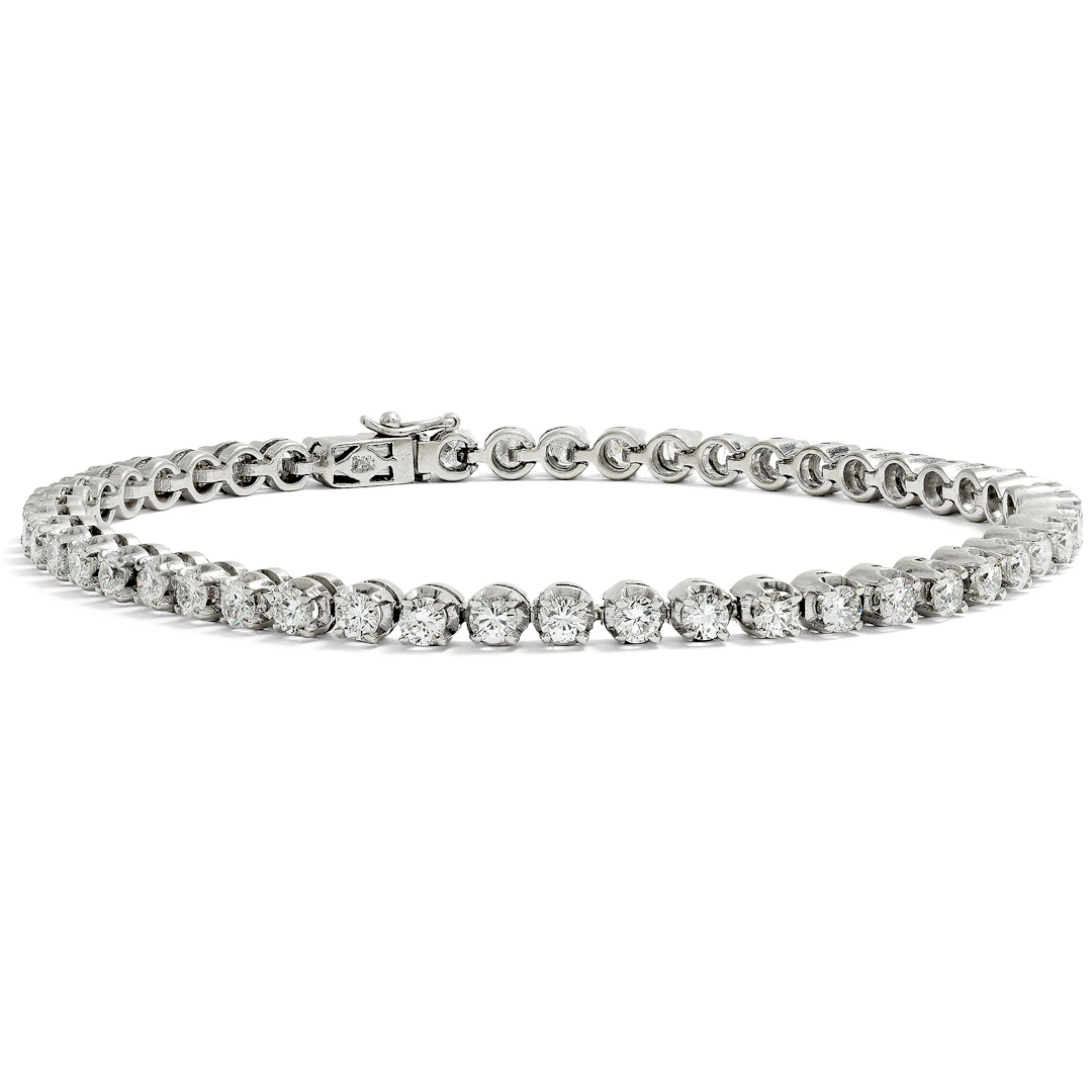 Vintage Tennis Bracelet with 3.30 ct Diamonds in White Gold, c. 1980s