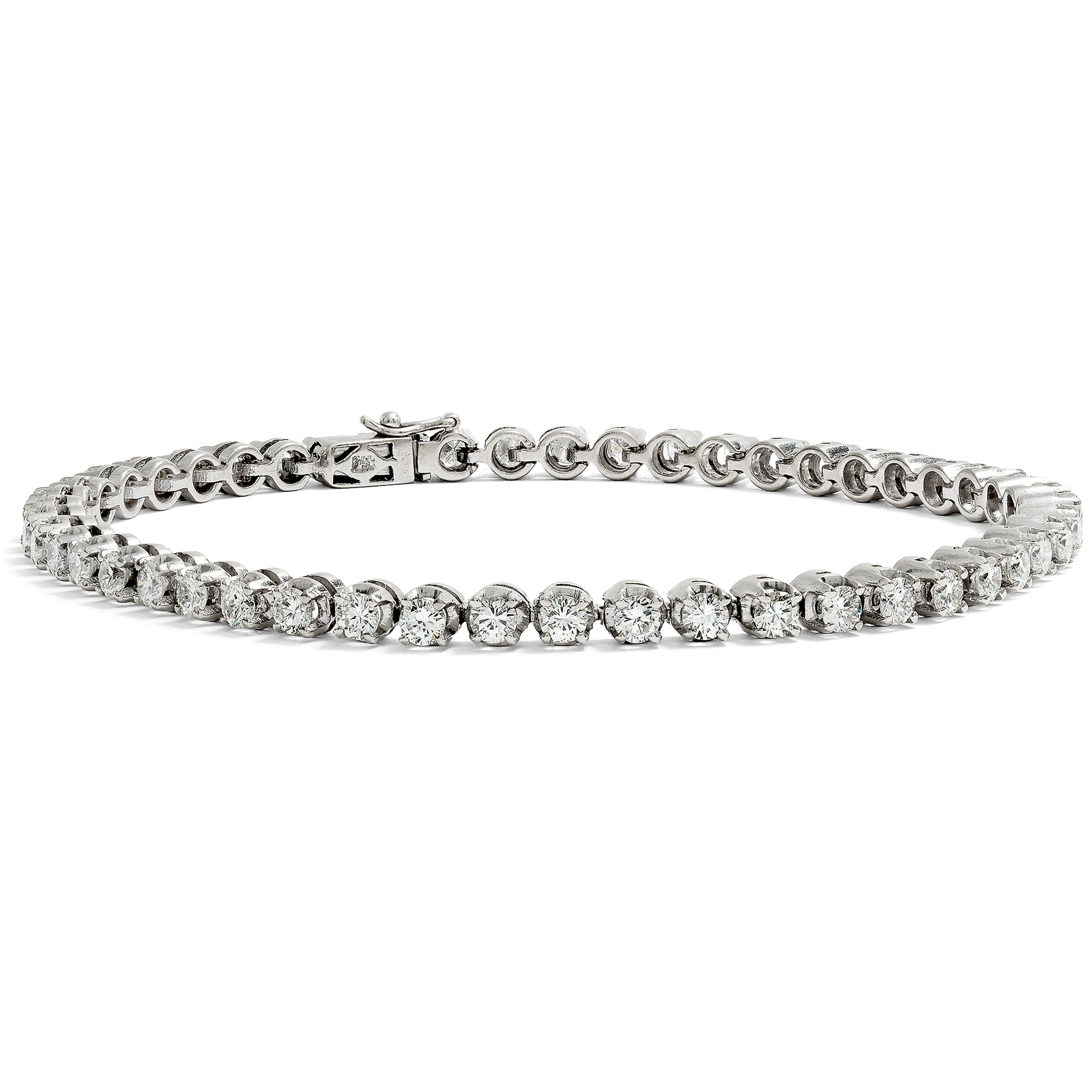 Vintage Tennis Bracelet with 3.30 ct Diamonds in White Gold, c. 1980s