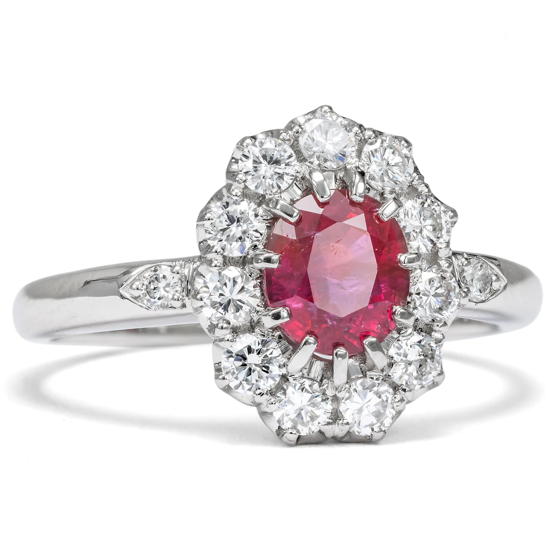 Timeless Ring with an Untreated Ruby & Diamonds in Platinum, from Our Workshop