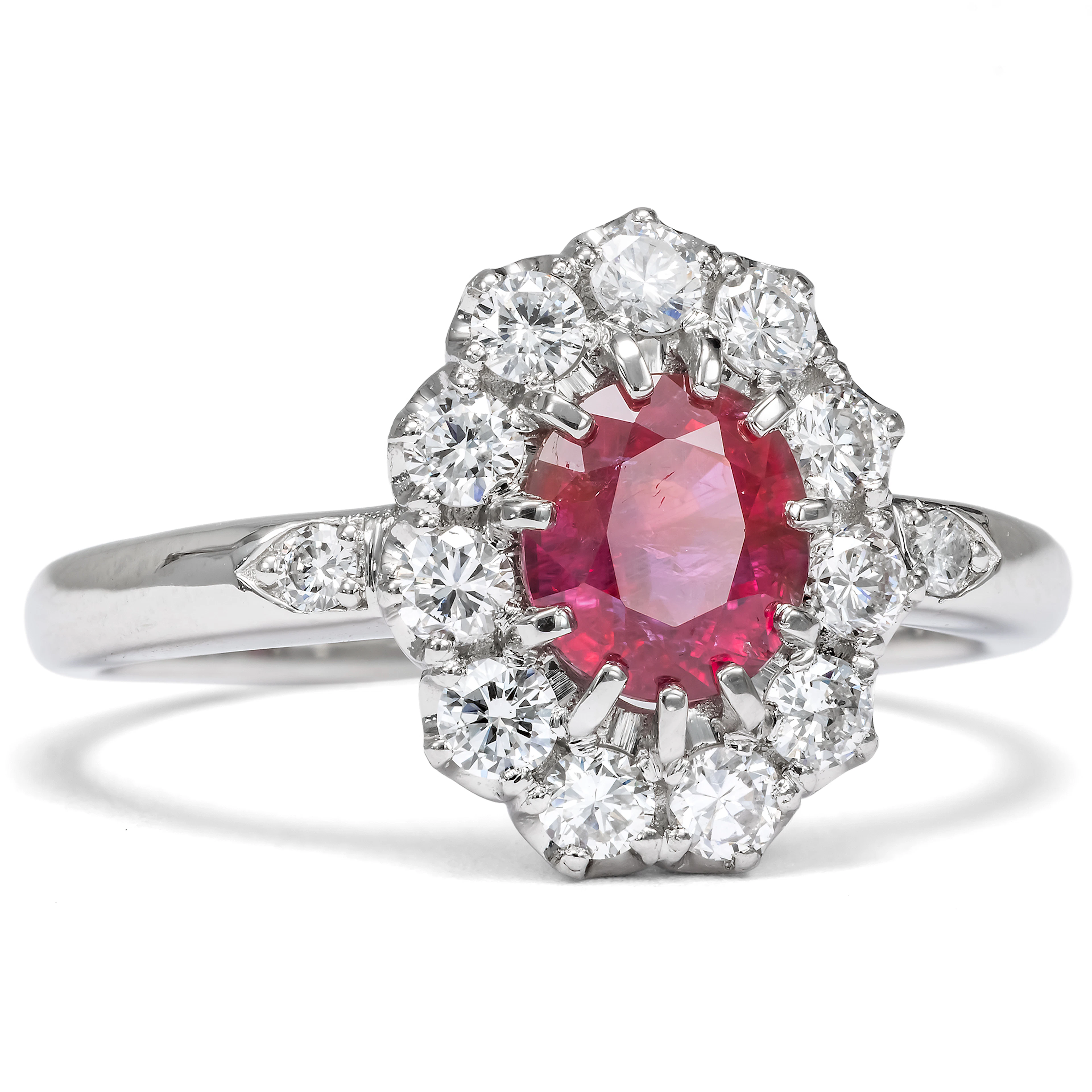 Timeless Ring with an Untreated Ruby & Diamonds in Platinum, from Our Workshop