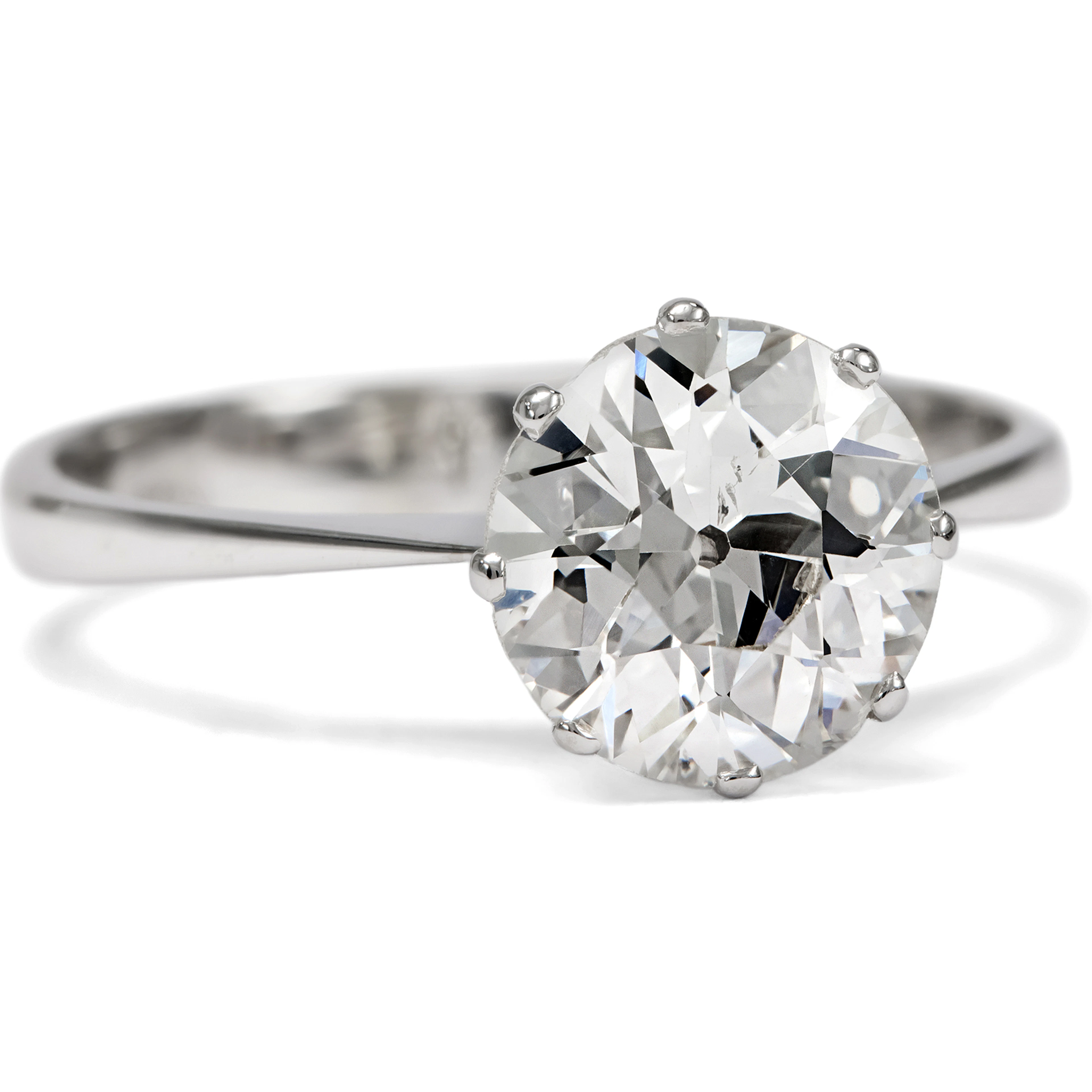 Classic Engagement Ring with Antique 1.60 ct Diamond Solitaire, c. 1970