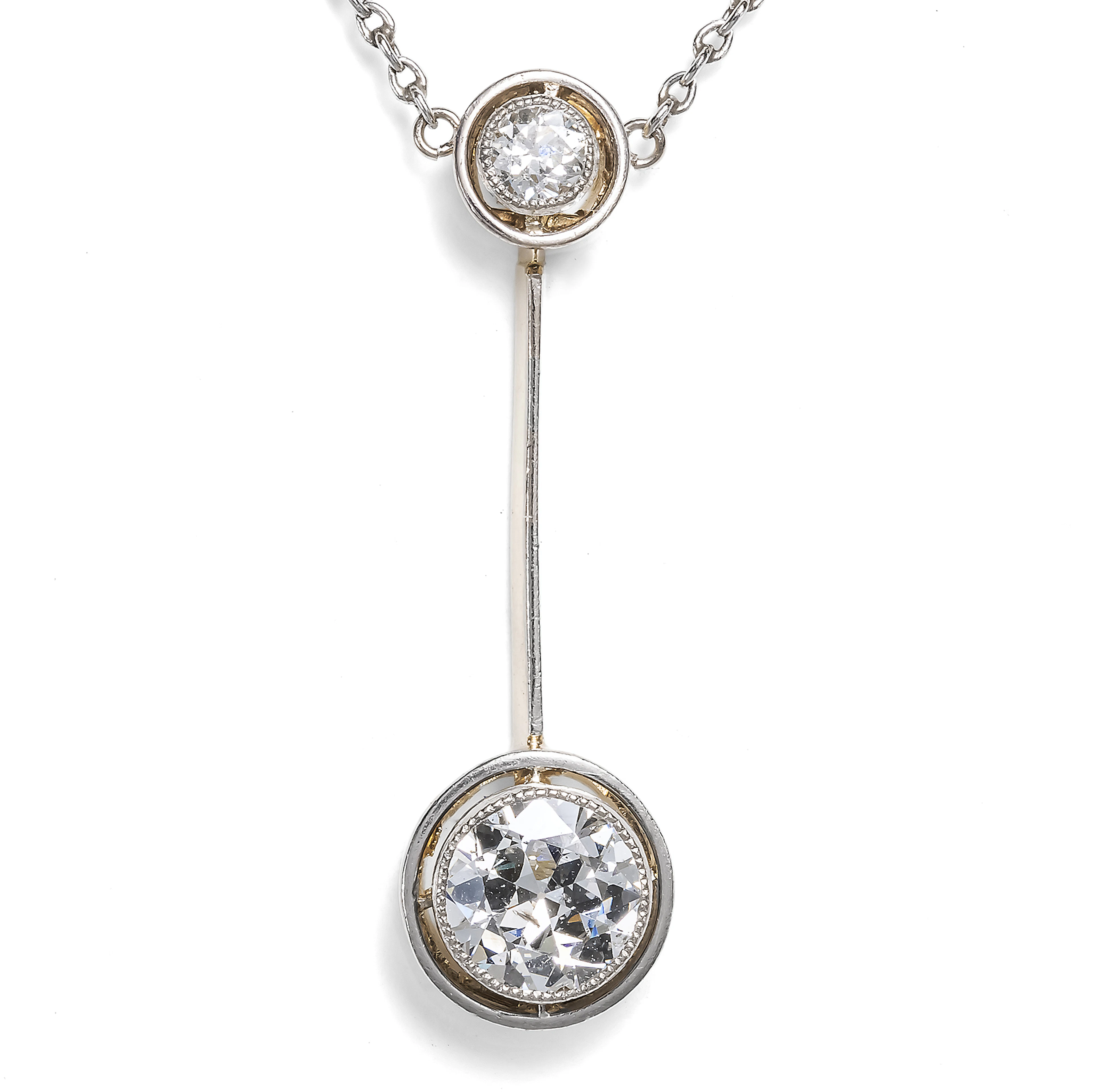 Graphische Gestalt • Zartes antikes Collier mit Diamanten in Platin