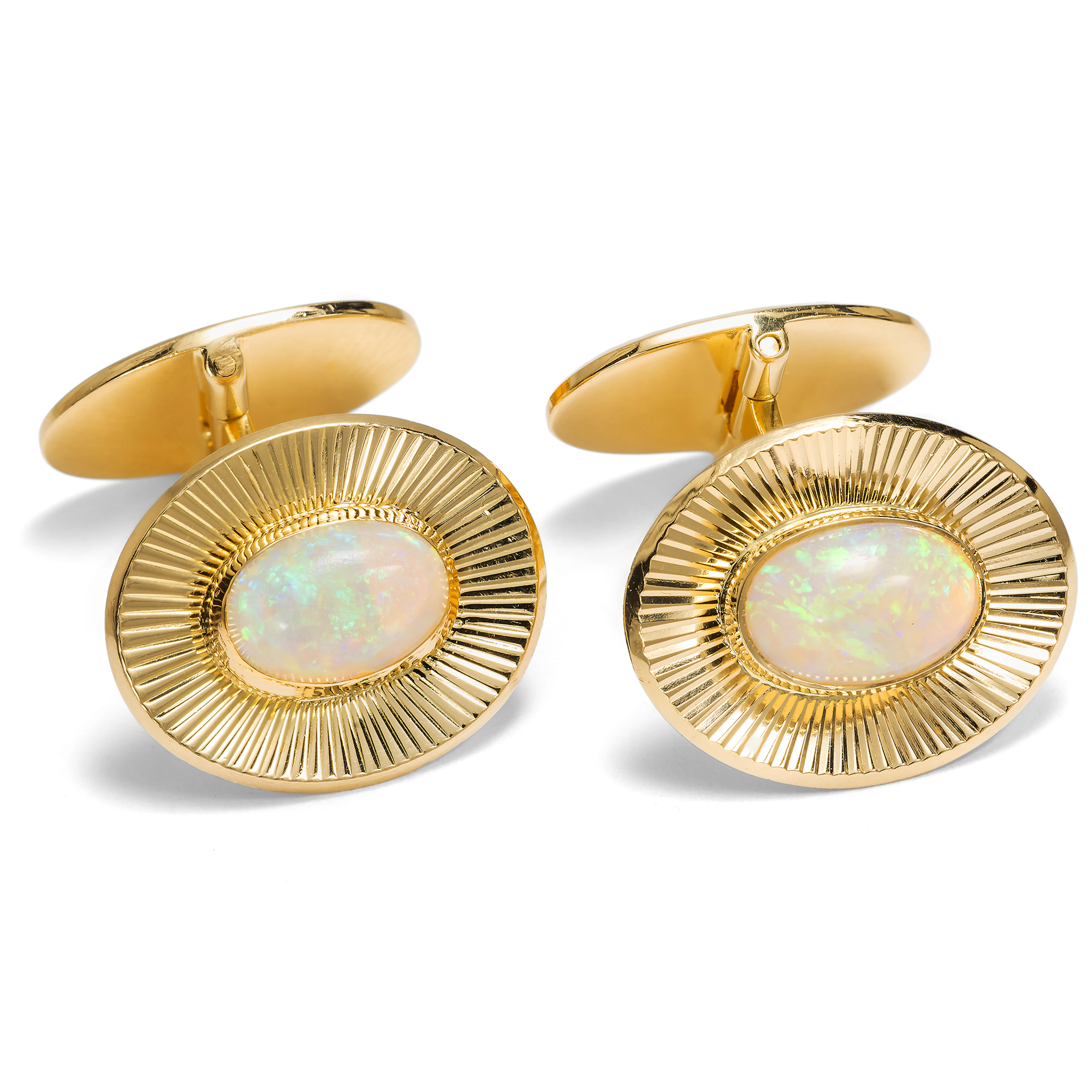 Vintage Cufflinks with Opals in High-Carat Gold, Pforzheim c. 1965