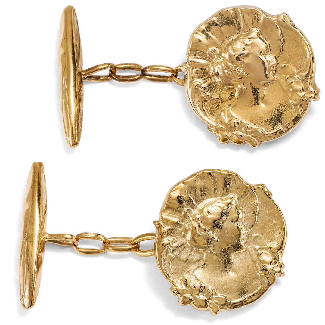 Antique Art Nouveau Gold Cufflinks, c. 1900