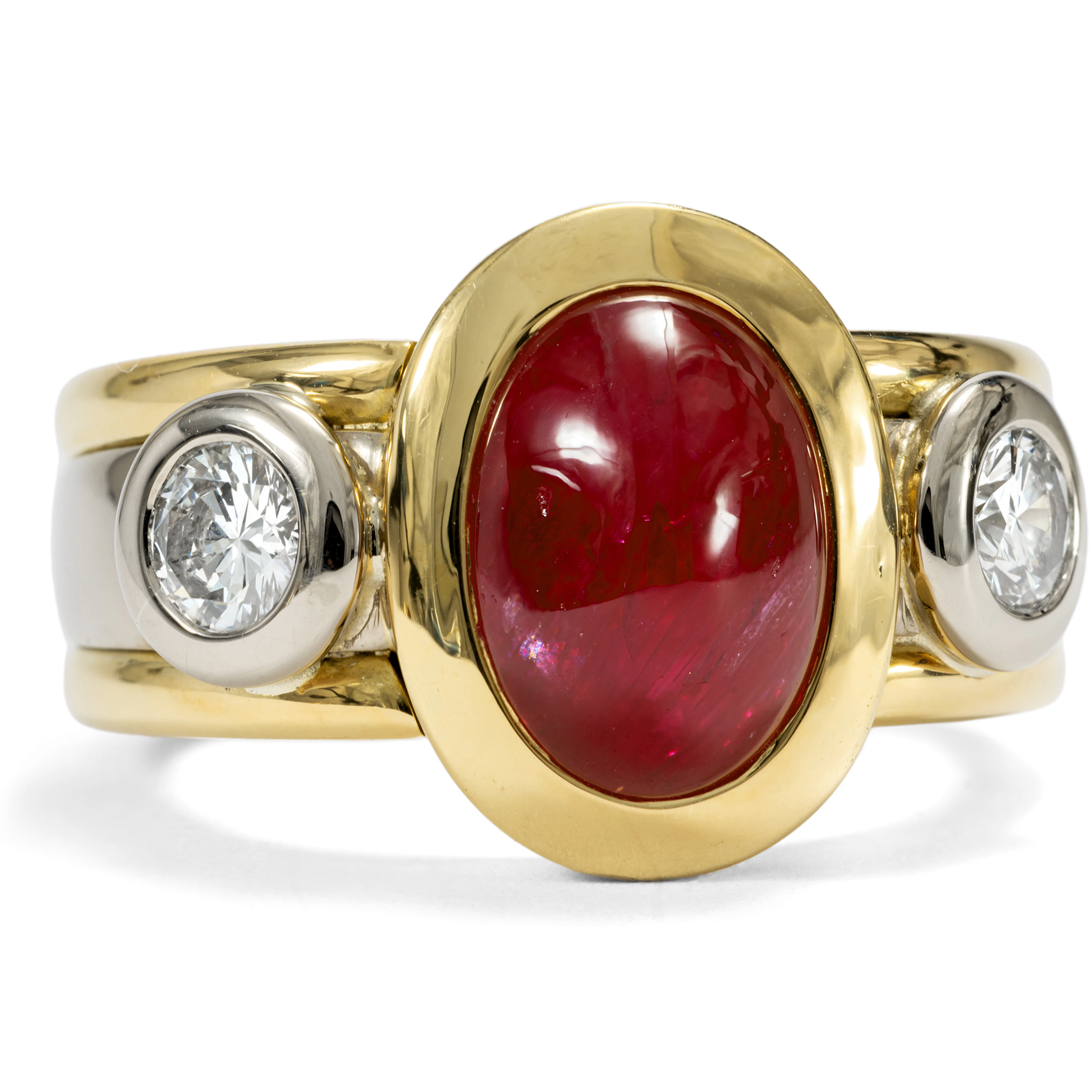 Vintage Ring with 6.15 ct Ruby and Diamonds in Gold, Germany, c. 1990