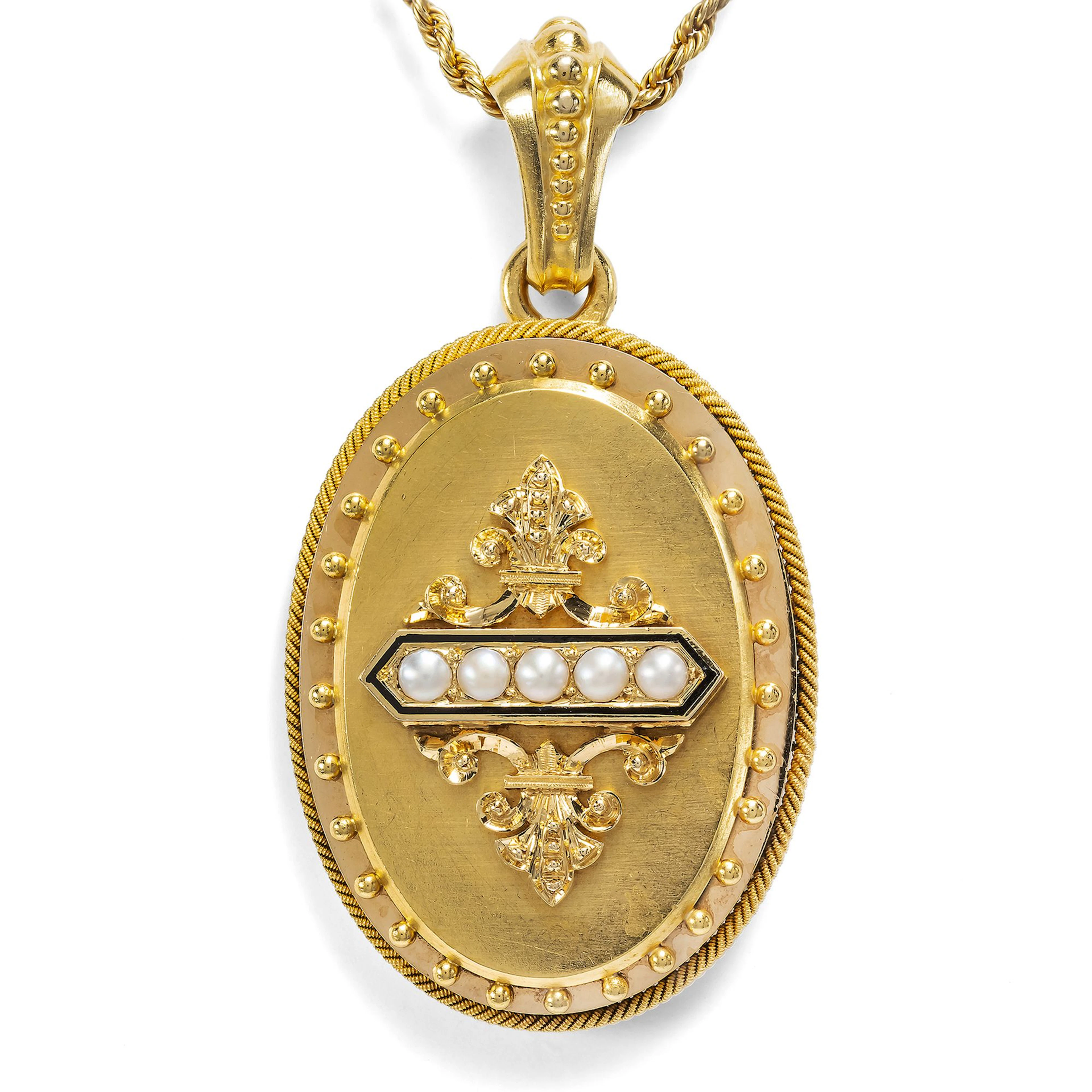Antique Gold Locket with Pearls, Paris c. 1875