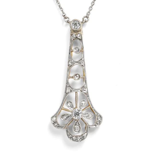 Antique Necklace with Diamonds in Gold & Platinum, c. 1920