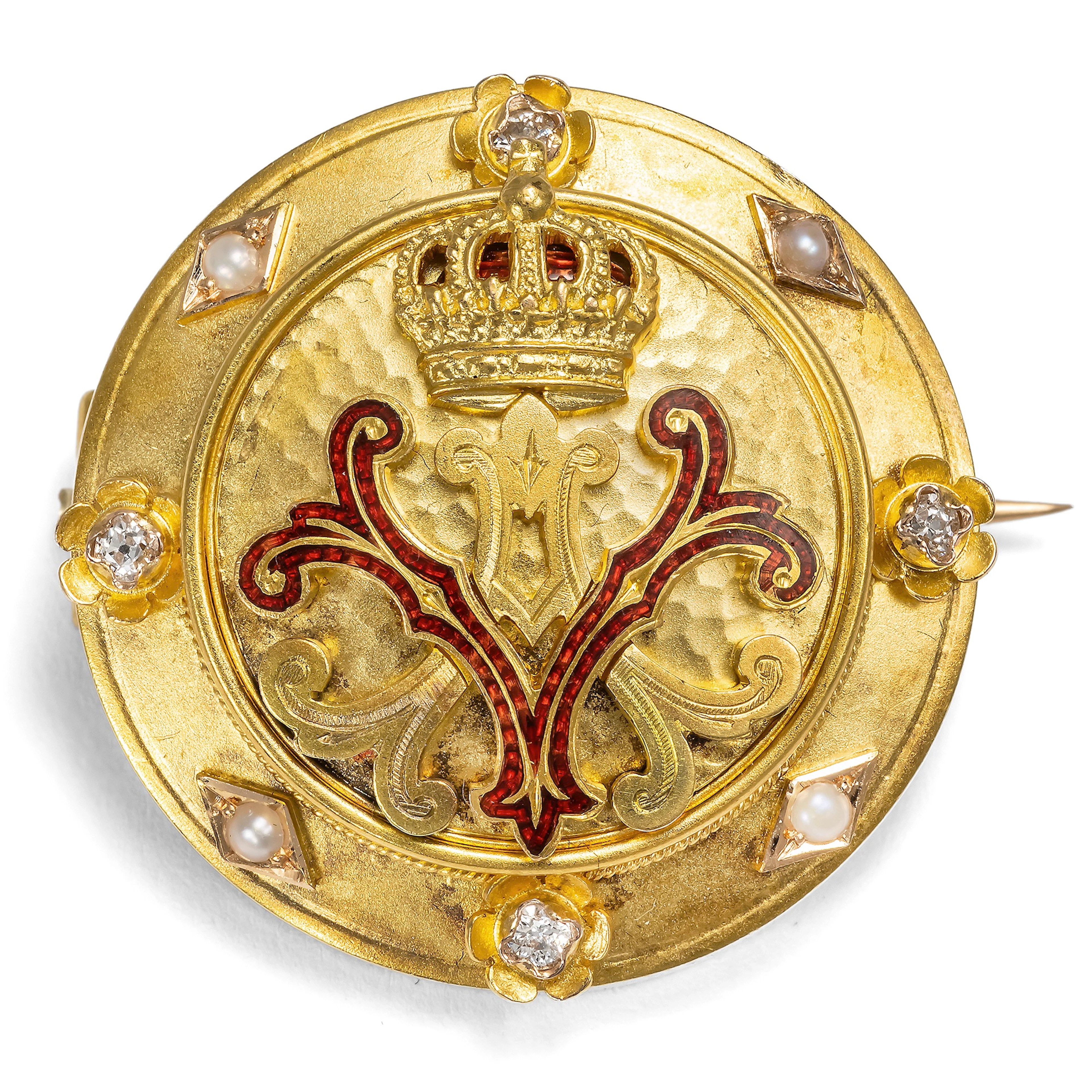 Presentation Locket Brooch by Auguste Viktoria with Diamonds & Pearls
