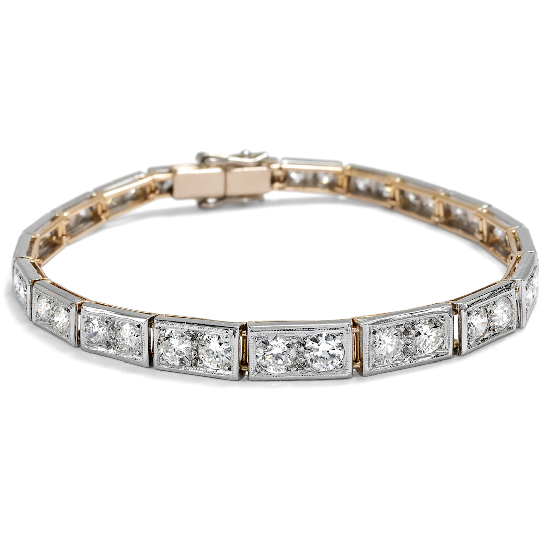 Timeless Rivieren Bracelet In Gold And Platinum With 6.10 Ct Diamonds