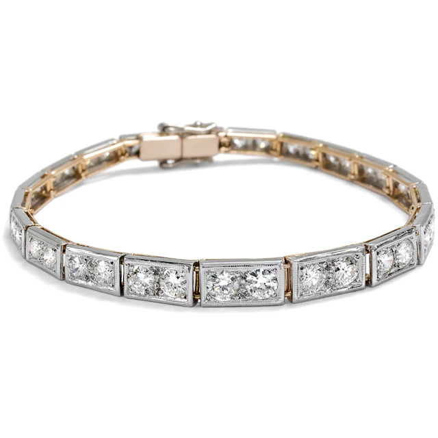 Timeless Rivieren Bracelet In Gold And Platinum With 6.10 Ct Diamonds